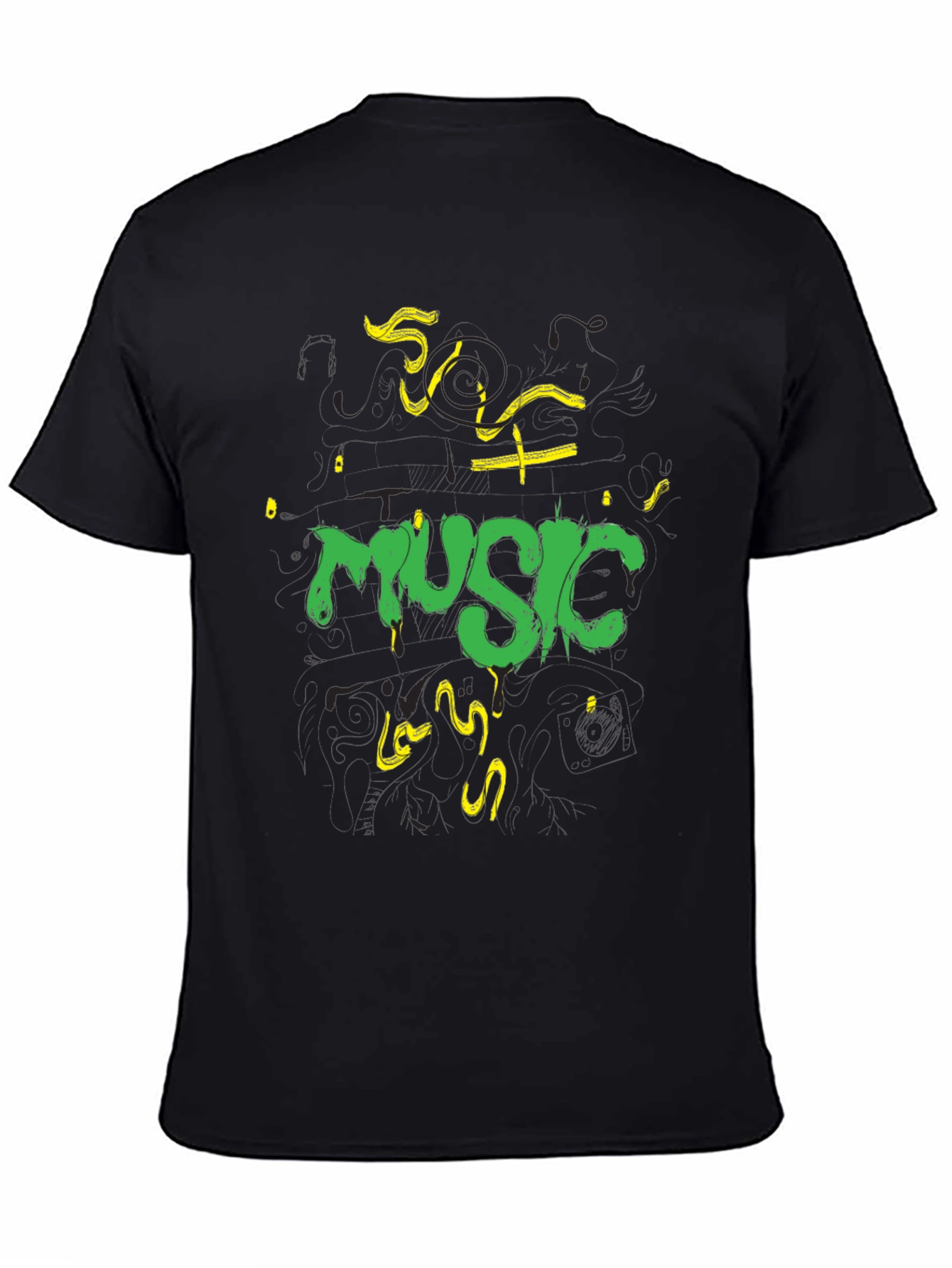 Music T-Shirt - Black Cotton Graphic Tee