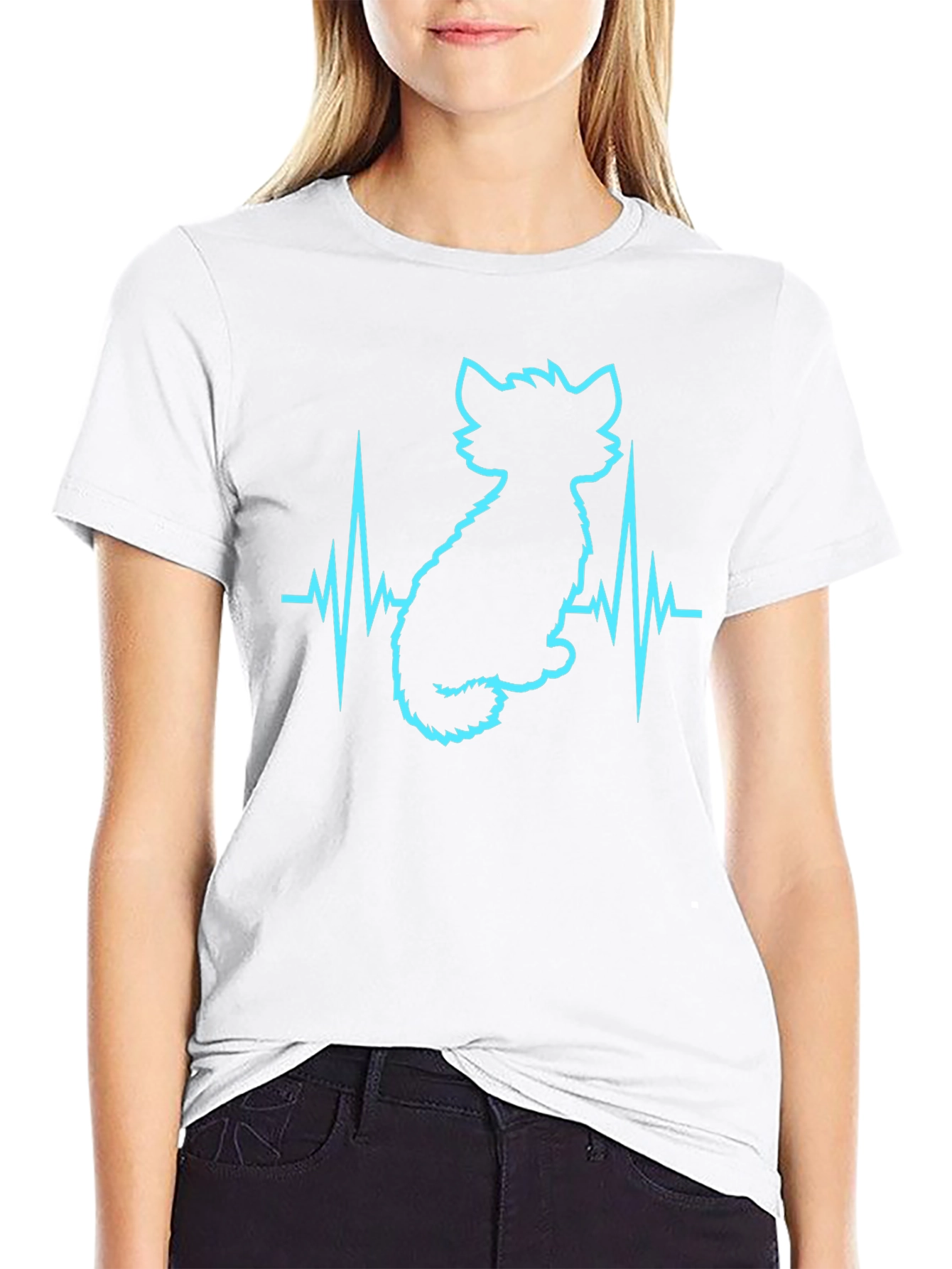 Cat Lover Heartbeat T-Shirt - Soft Cotton Blend