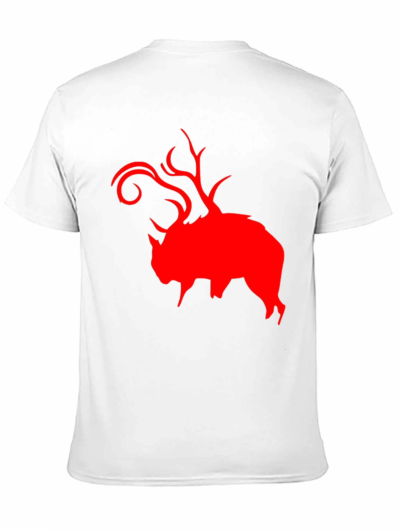 Red Buffalo Deer Head Graphic Black T-Shirt