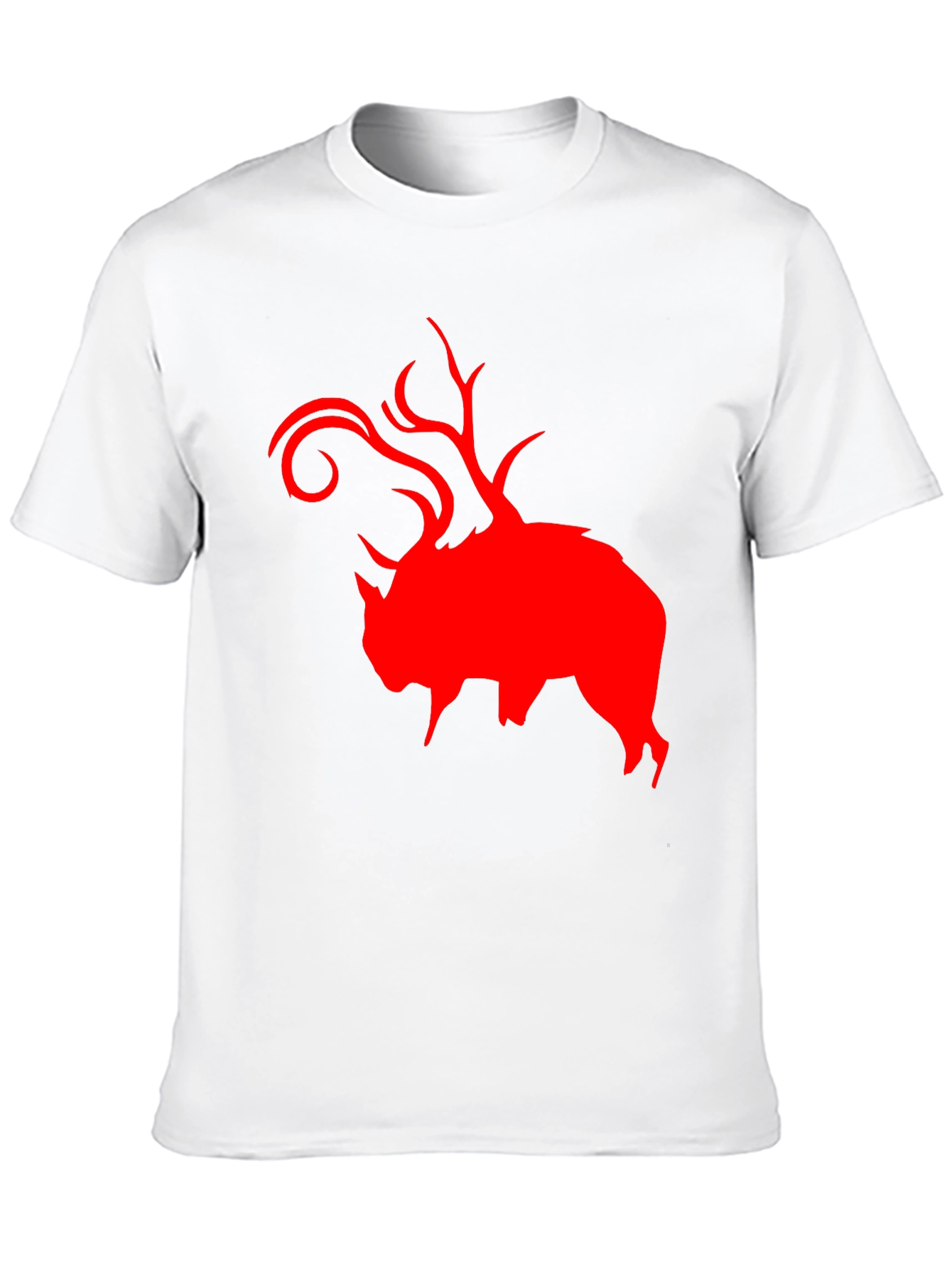 Red Buffalo Deer Head Graphic Black T-Shirt