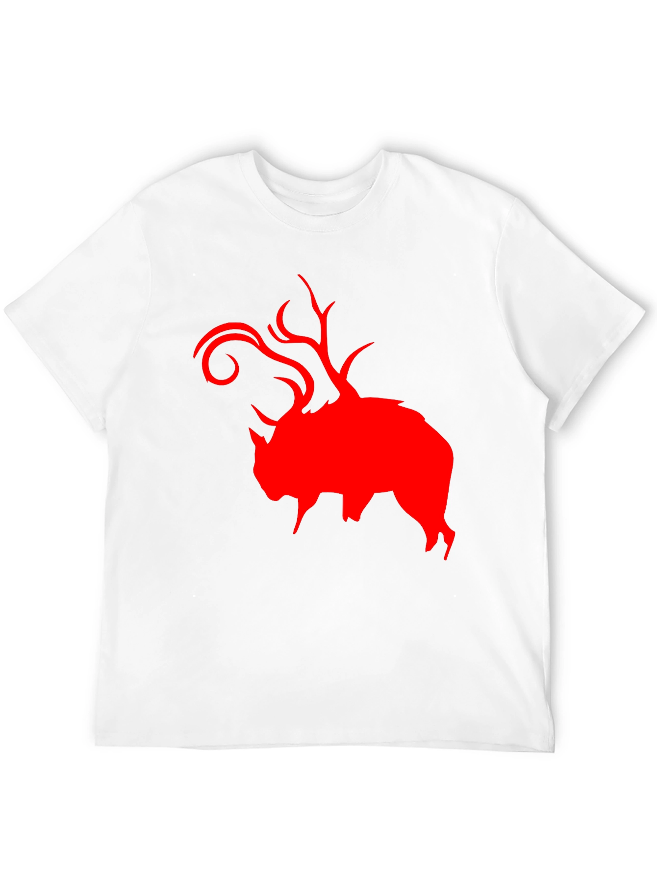 Red Buffalo Deer Head Graphic Black T-Shirt
