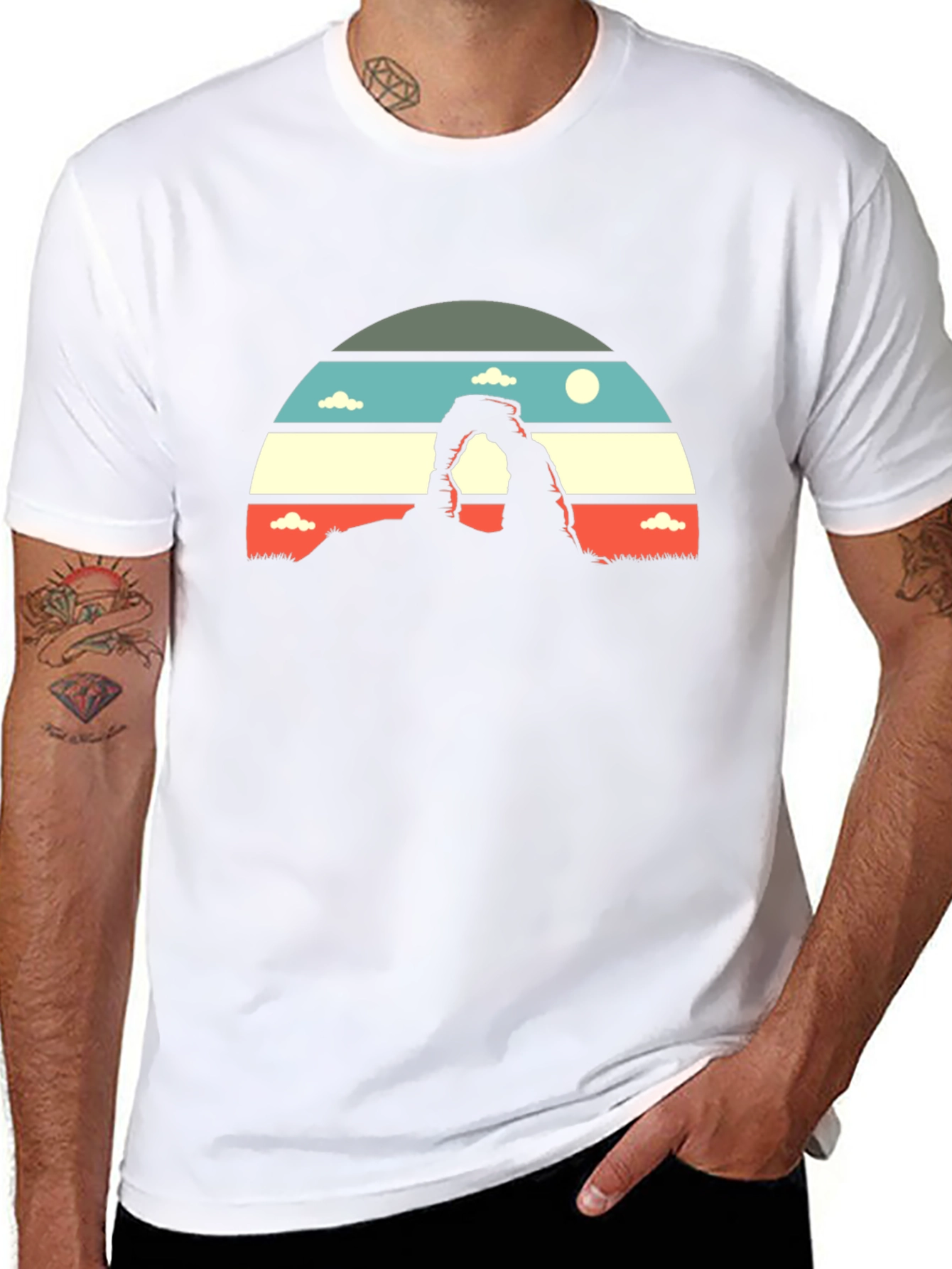 Retro Landscape Graphic Tee - Black