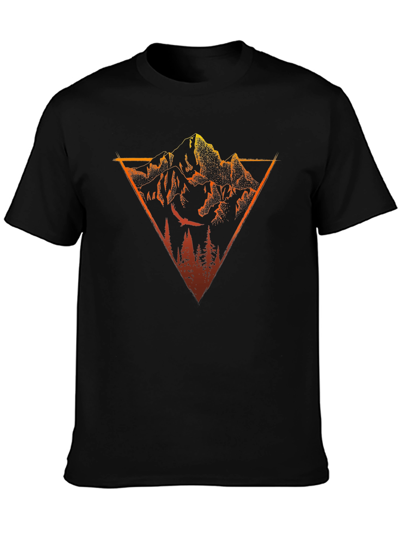 Mountain Triangle Graphic Tee - Black Cotton T-Shirt