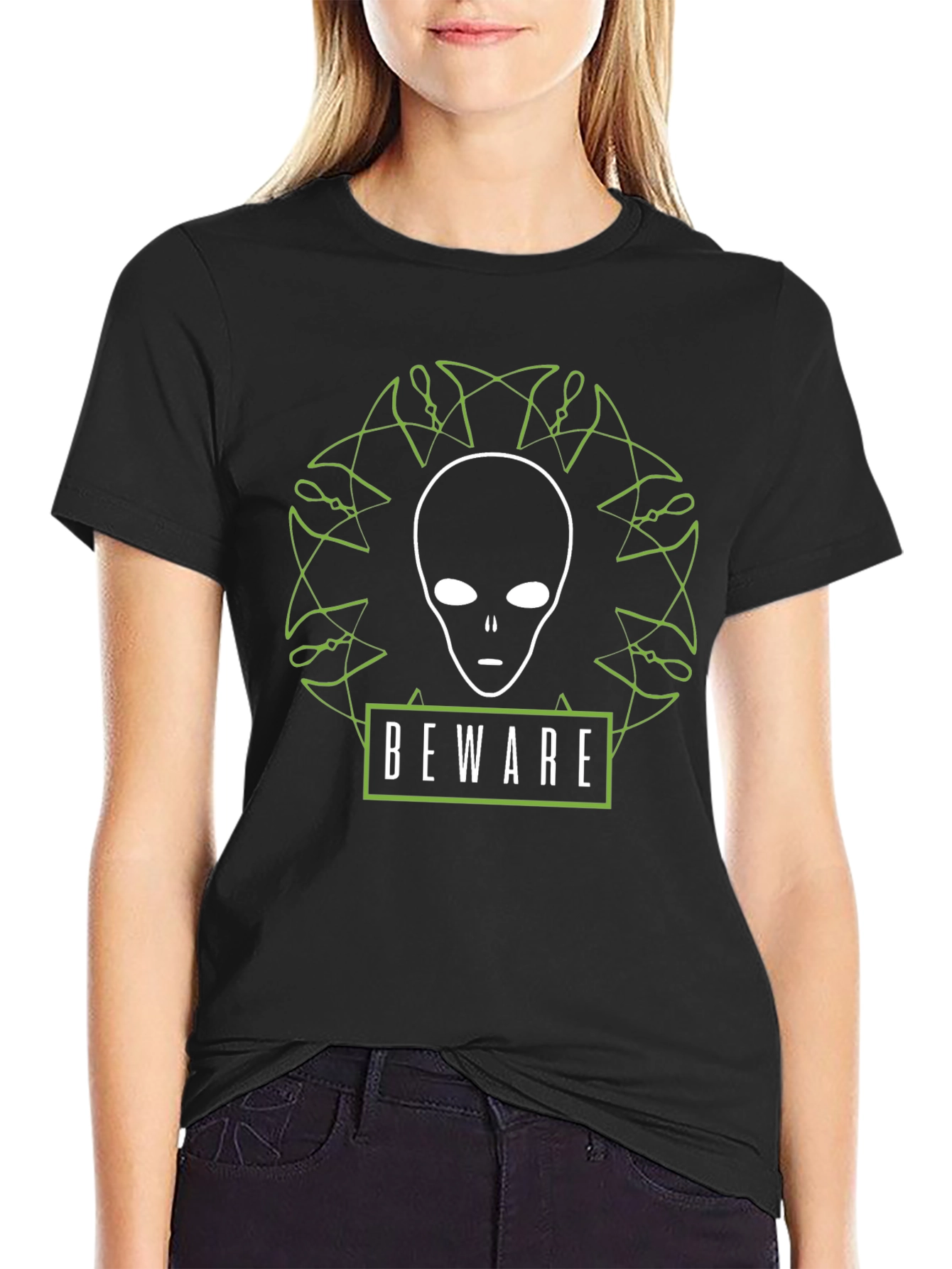 Beware Alien Graphic T-Shirt - Black