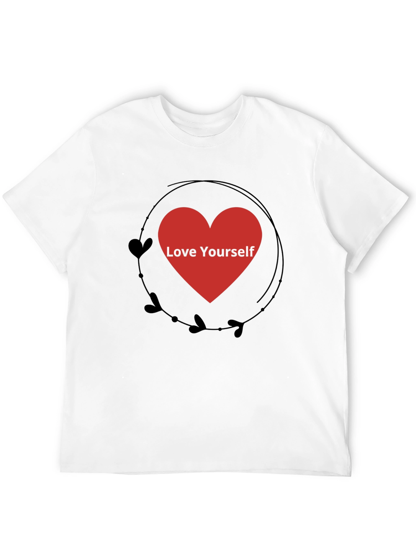 Love Yourself Heart Graphic Black T-Shirt