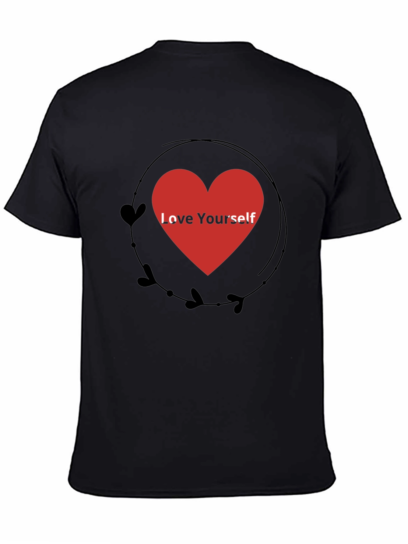 Love Yourself Heart Graphic Black T-Shirt