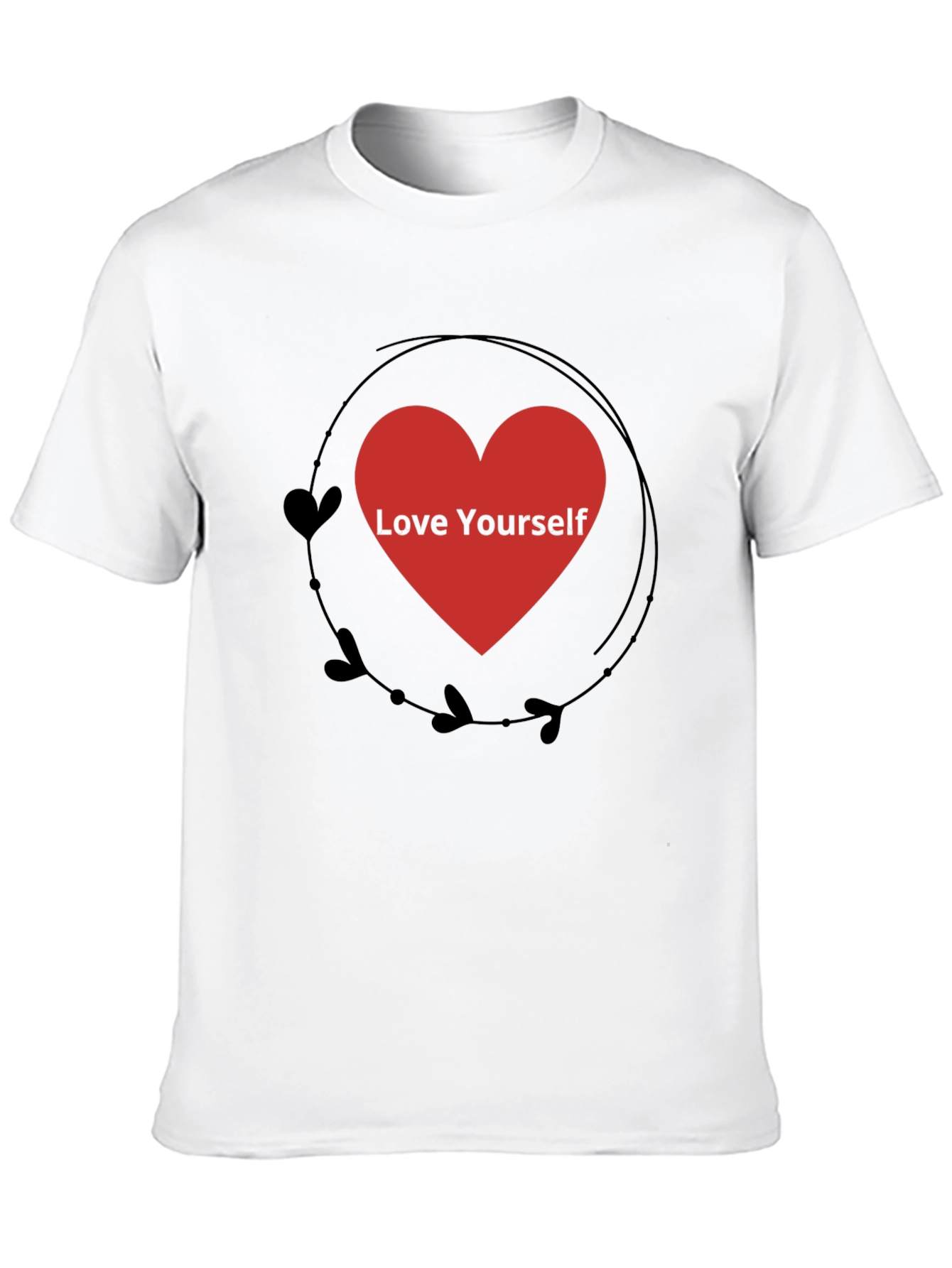 Love Yourself Heart Graphic Black T-Shirt