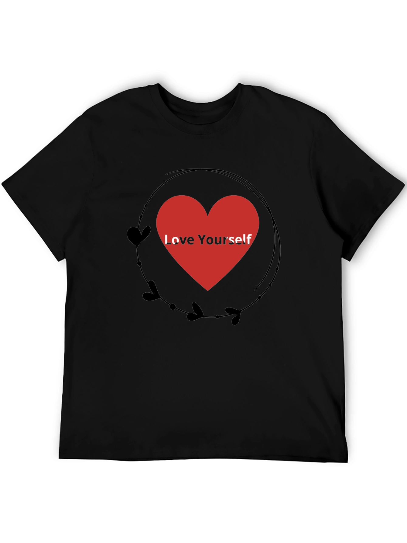 Love Yourself Heart Graphic Black T-Shirt