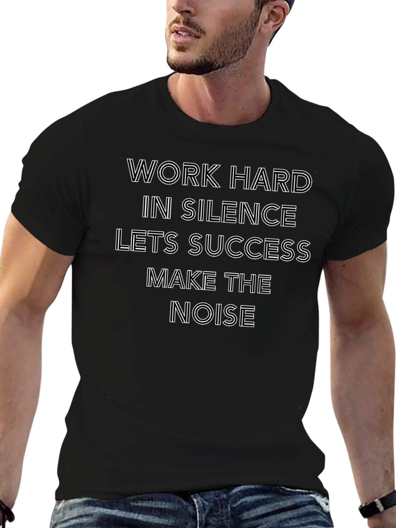 Motivational Graphic Tee - Work Hard in Silence