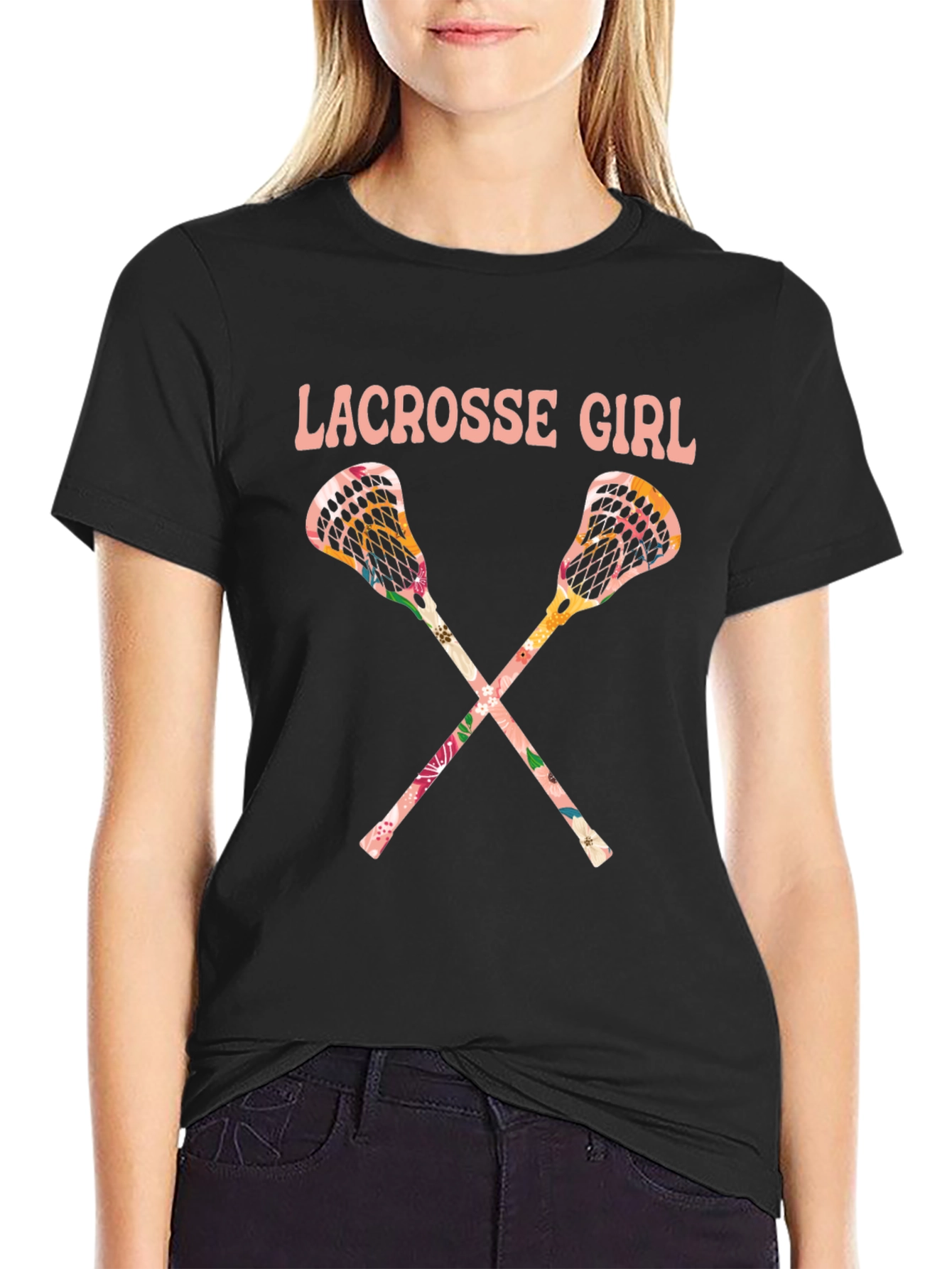 Lacrosse Girl Floral T-Shirt