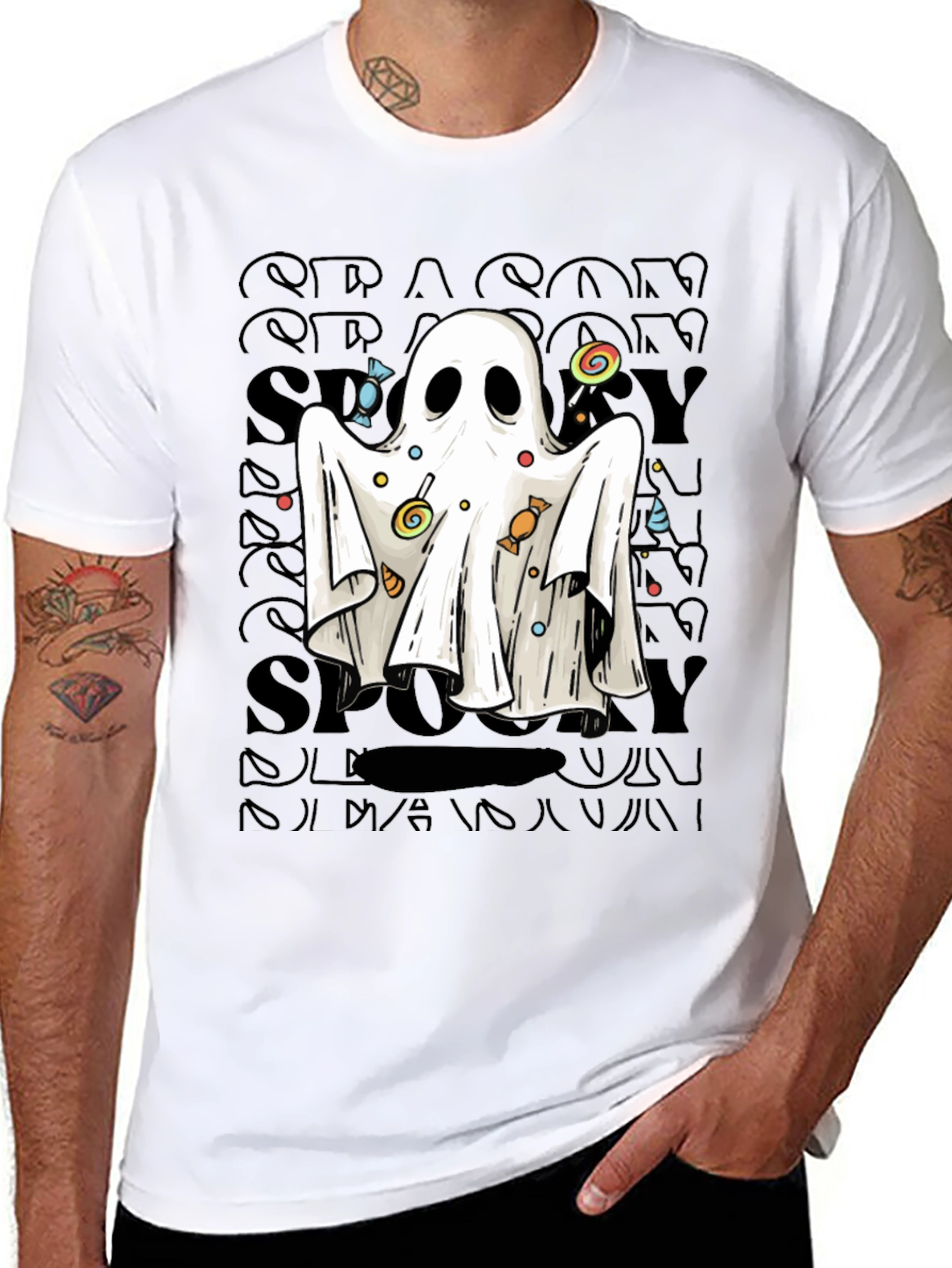 Spooky Ghost Candy T-Shirt - Halloween Apparel