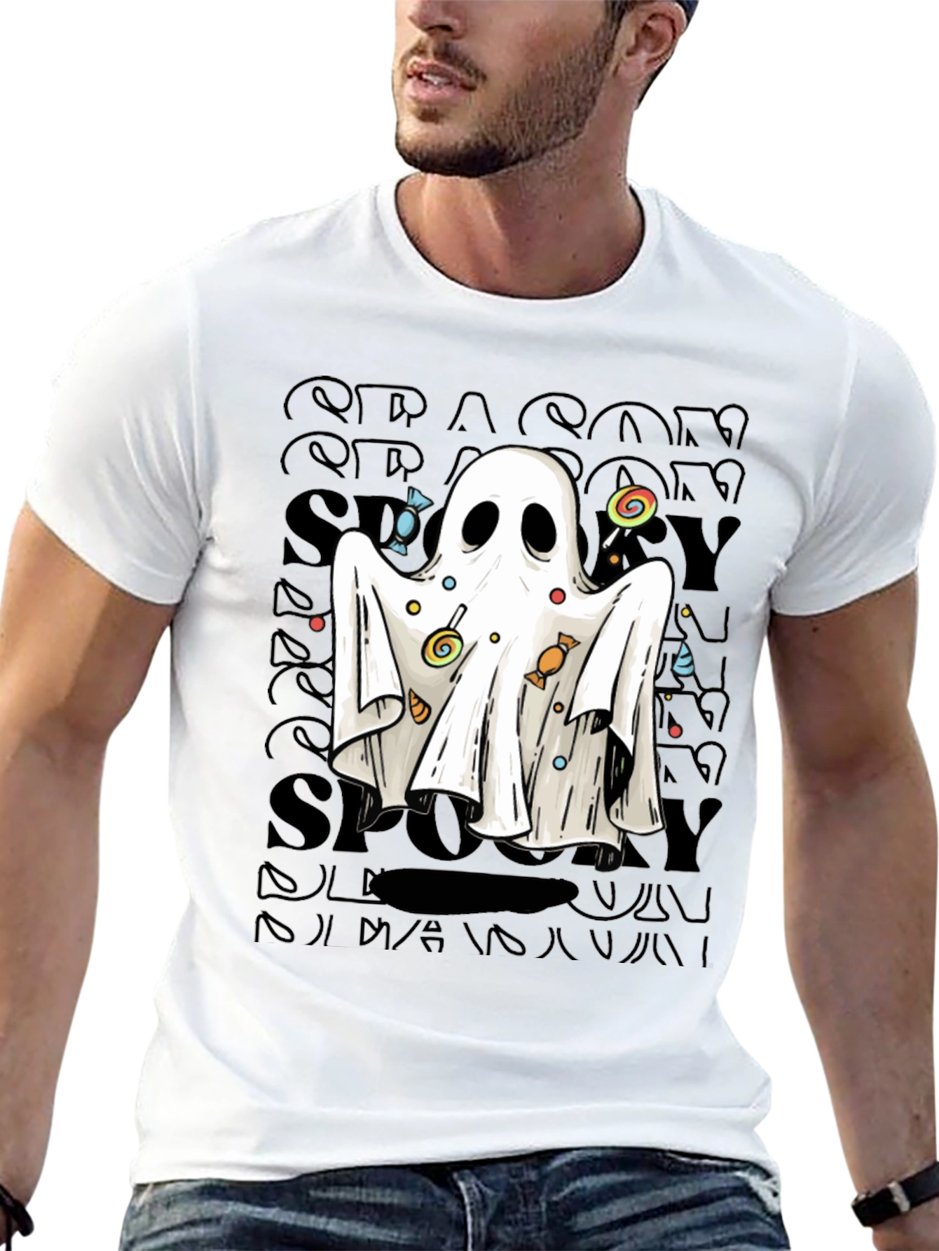 Spooky Ghost Candy T-Shirt - Halloween Apparel