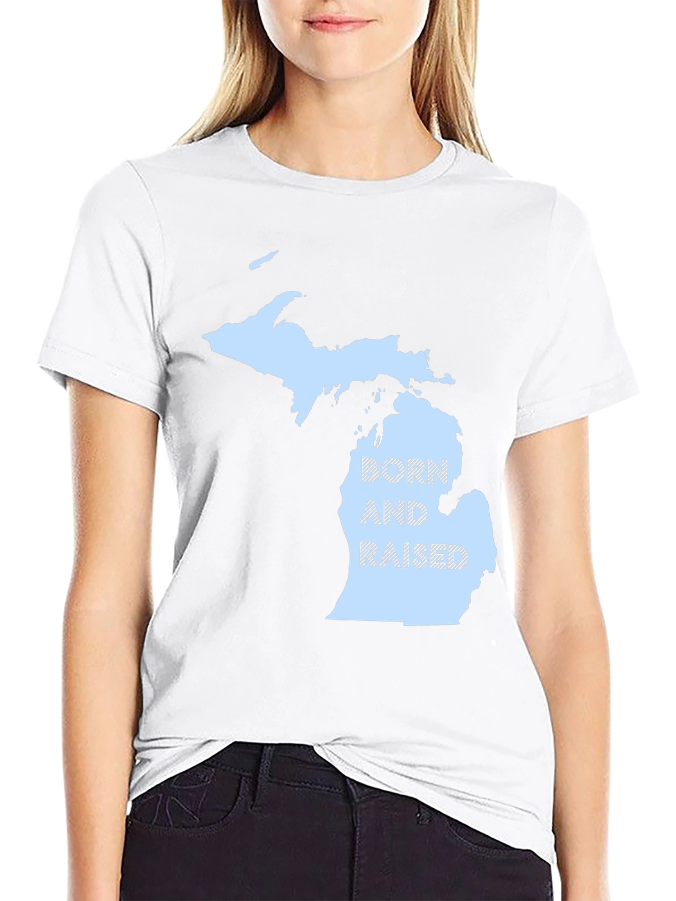 Michigan Born and Raised Black T-Shirt