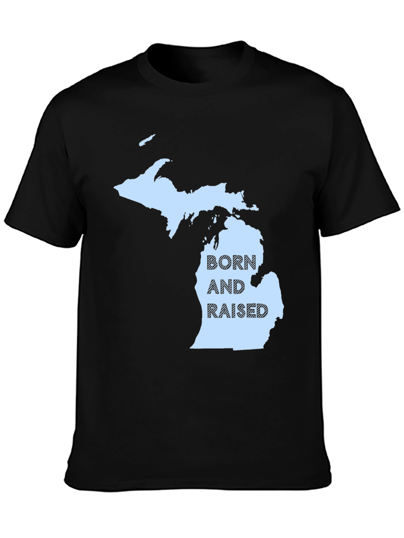 Michigan Born and Raised Black T-Shirt