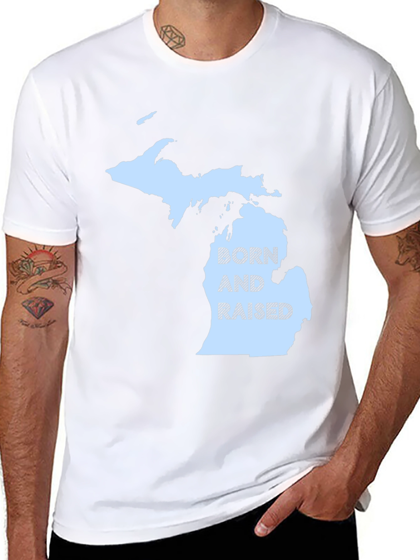 Michigan Born and Raised Black T-Shirt
