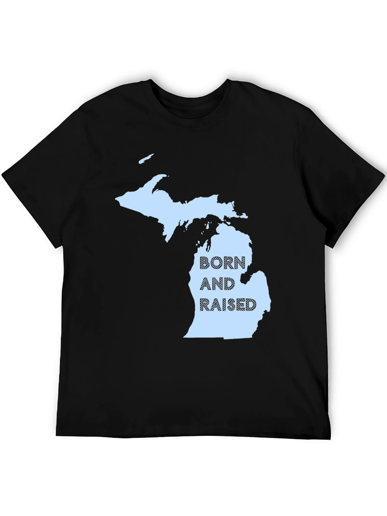 Michigan Born and Raised Black T-Shirt