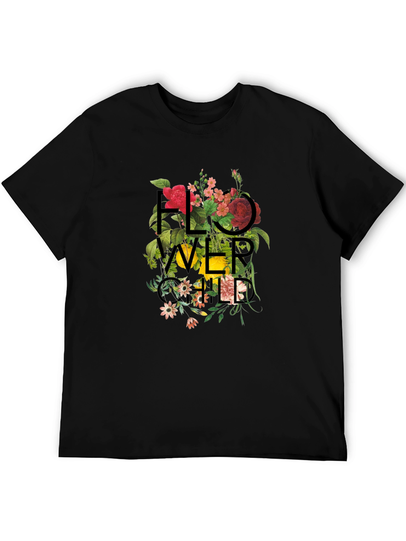 Floral Child Graphic Black T-Shirt