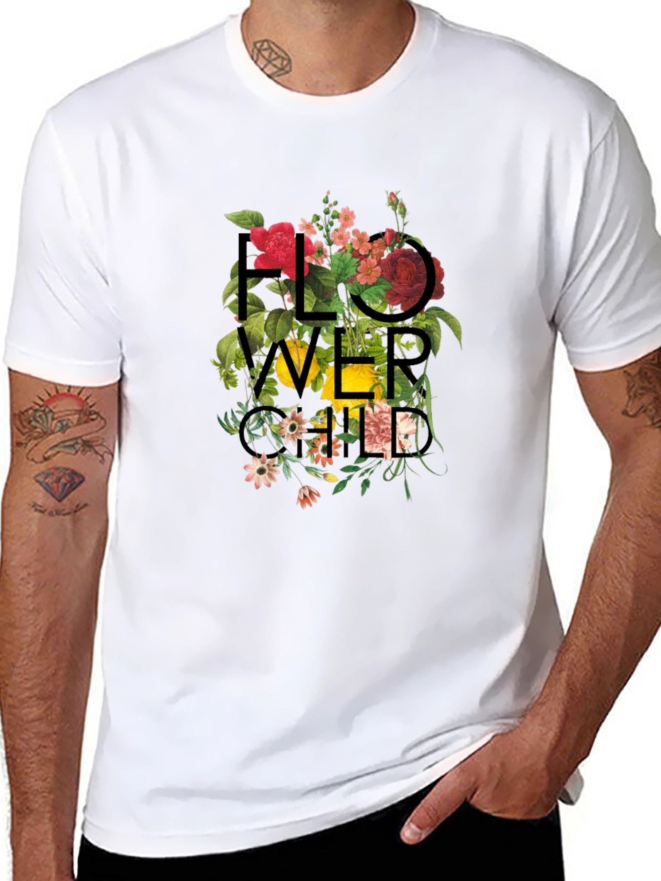 Floral Child Graphic Black T-Shirt