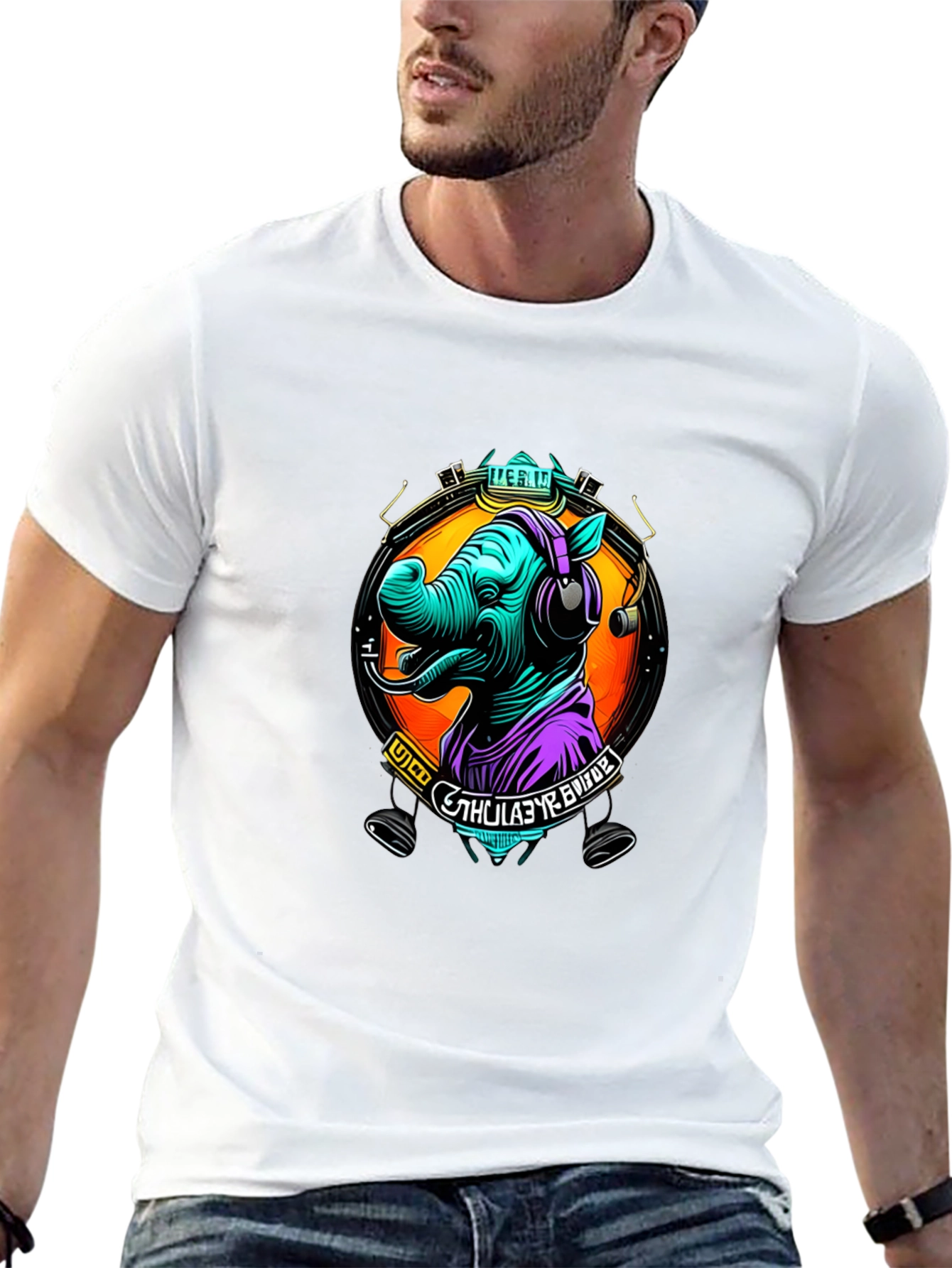 Rhinoceros DJ Graphic Tee - Cool Animal Lover Shirt