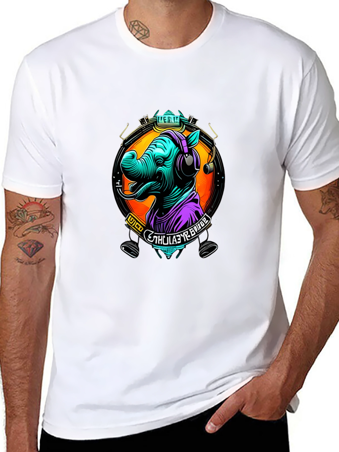 Rhinoceros DJ Graphic Tee - Cool Animal Lover Shirt