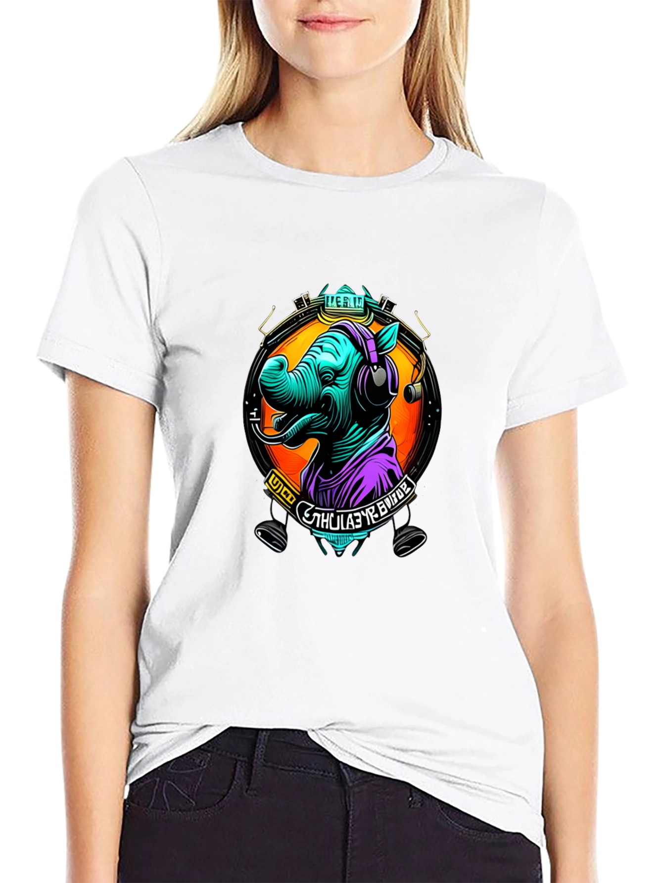 Rhinoceros DJ Graphic Tee - Cool Animal Lover Shirt