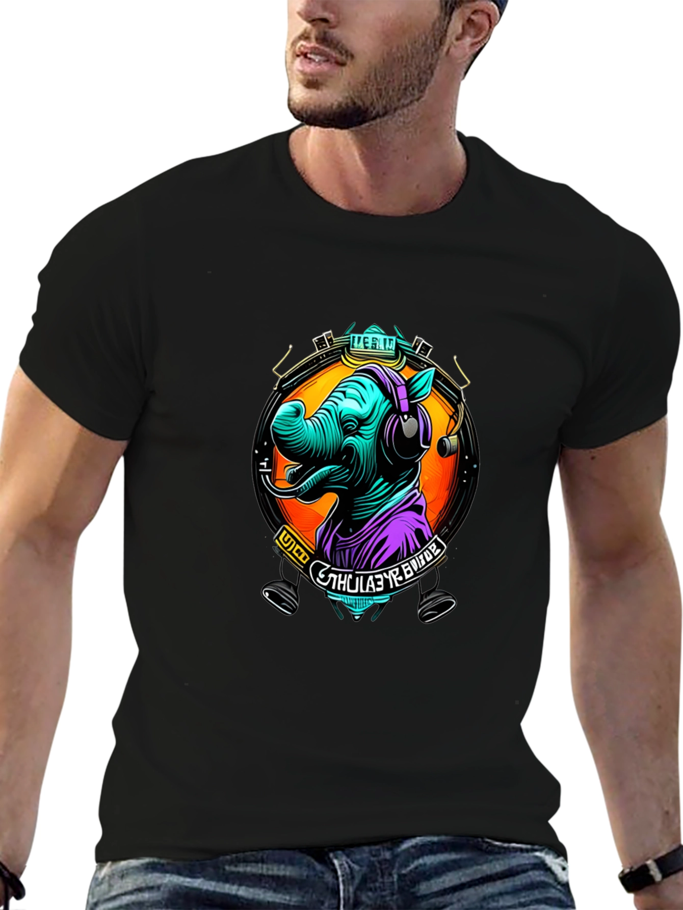 Rhinoceros DJ Graphic Tee - Cool Animal Lover Shirt