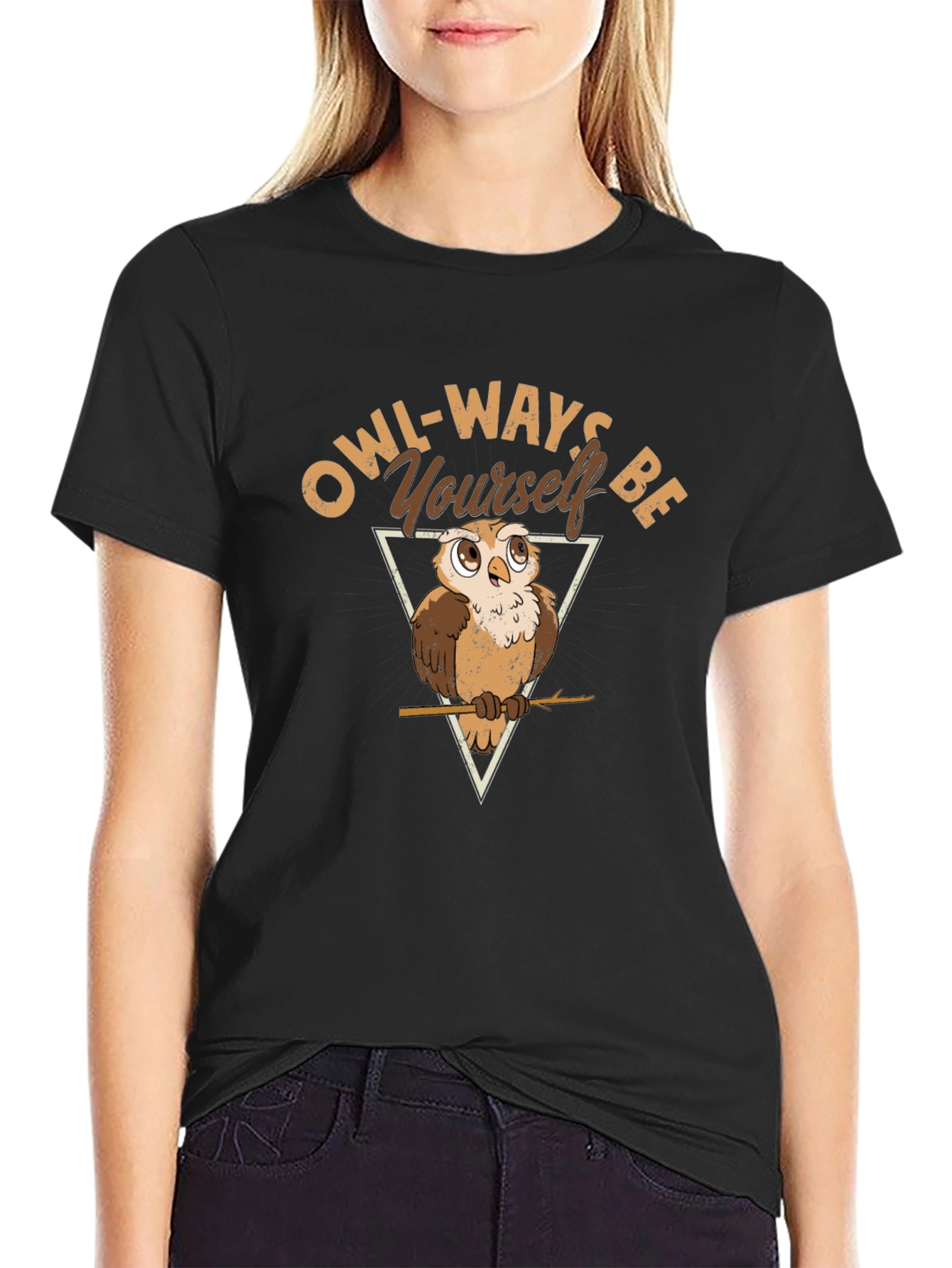 Owl-Ways Be Yourself T-Shirt - Black Cotton Tee