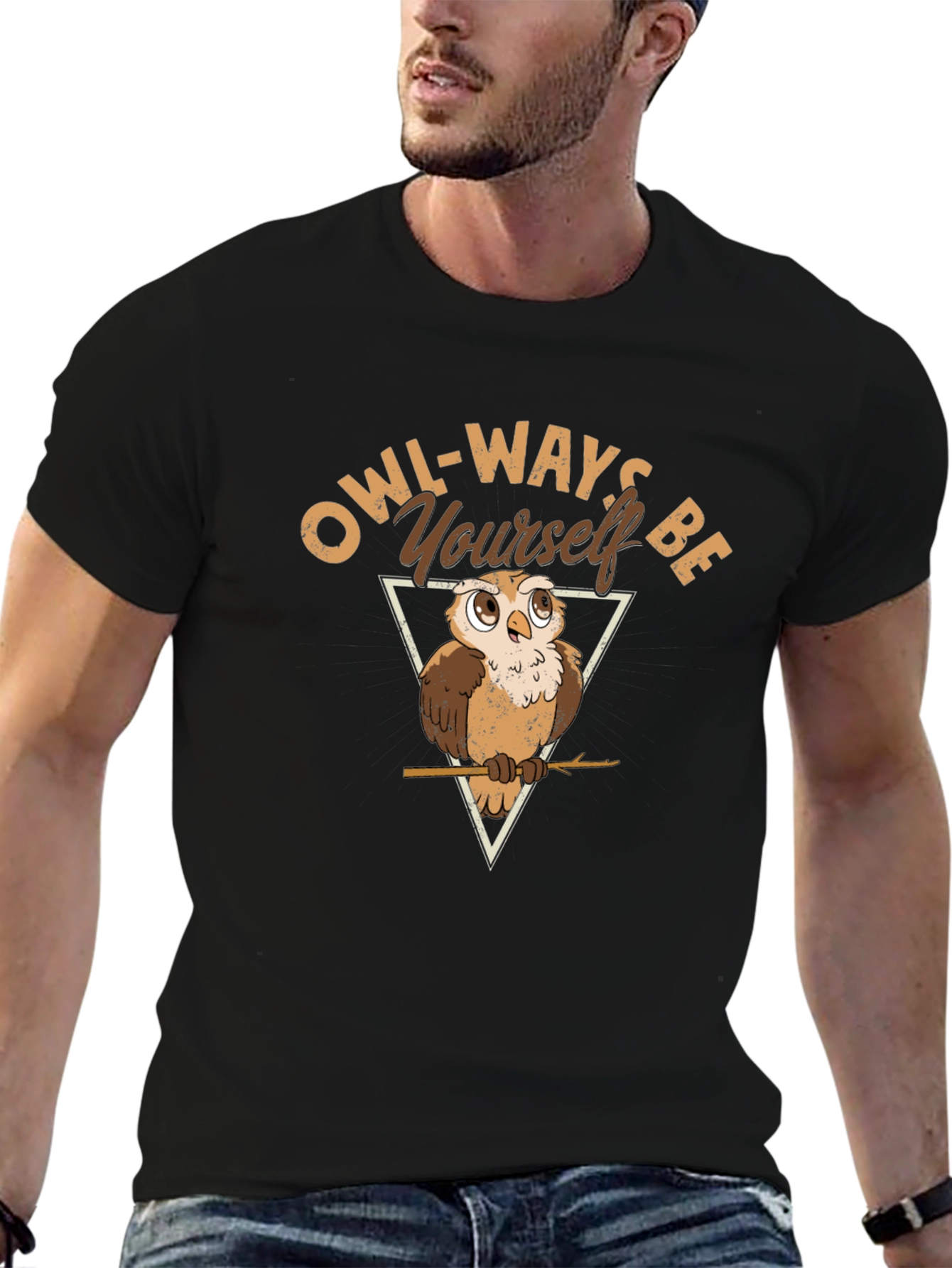 Owl-Ways Be Yourself T-Shirt - Black Cotton Tee