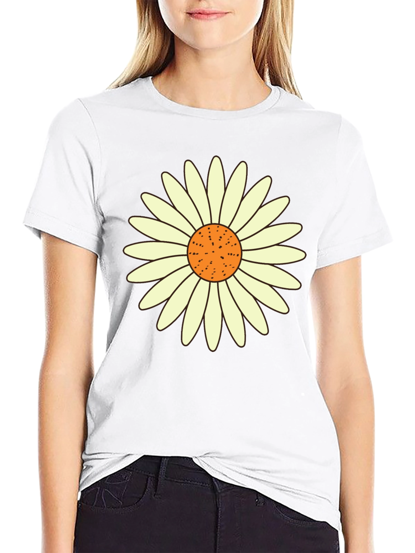 Daisy Graphic Tee - Black Casual T-Shirt