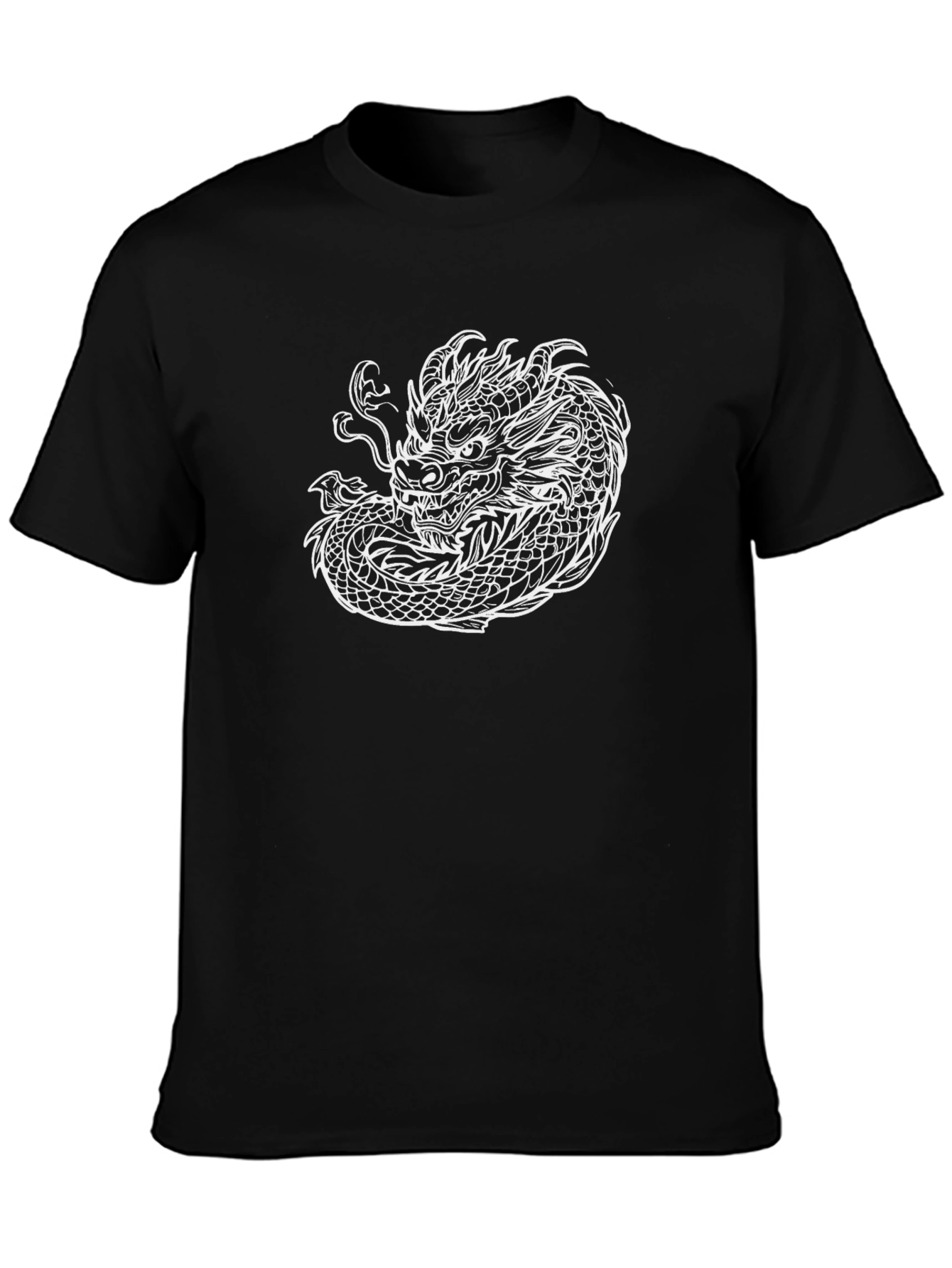 Black Tee with Dragon Graphic