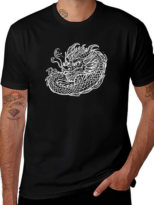 Black Tee with Dragon Graphic