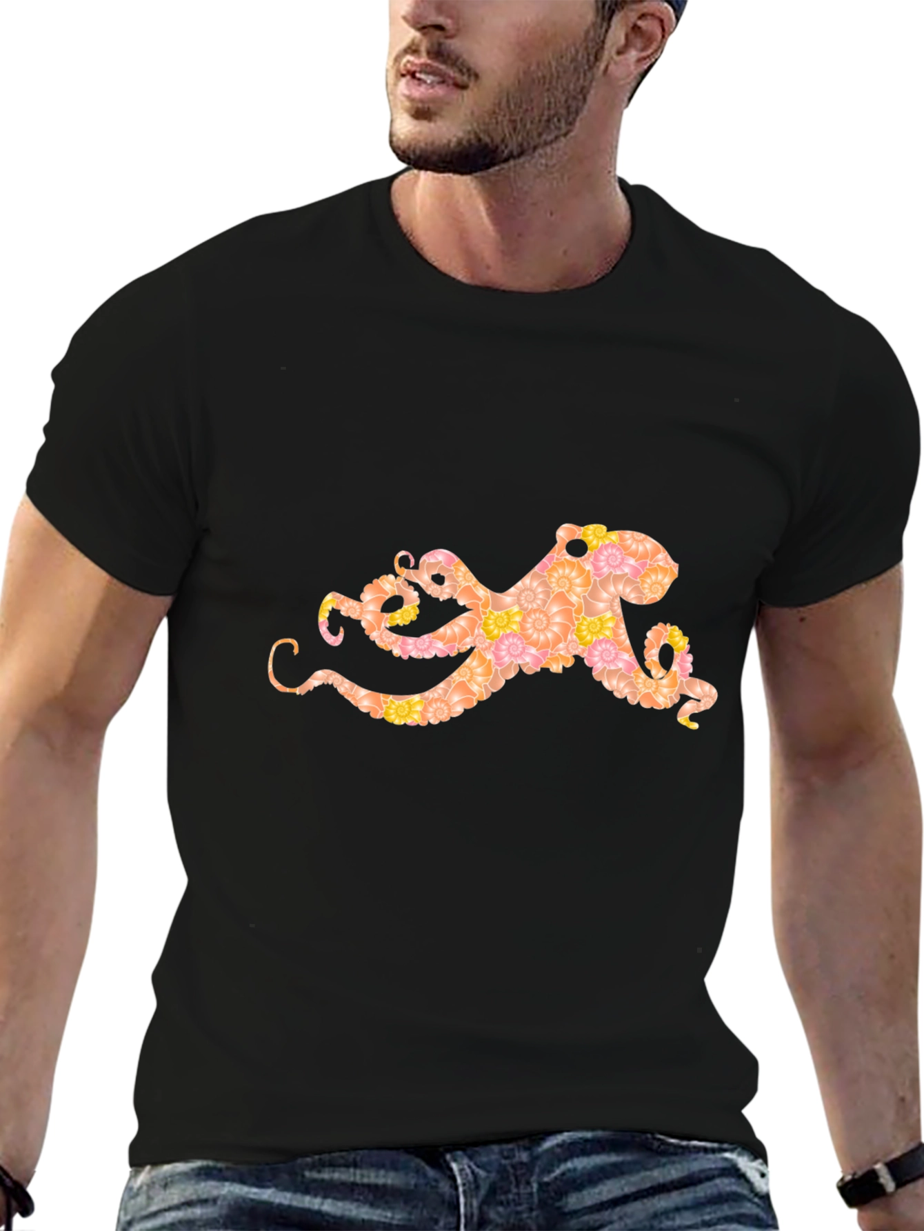 Floral Octopus Graphic T-Shirt