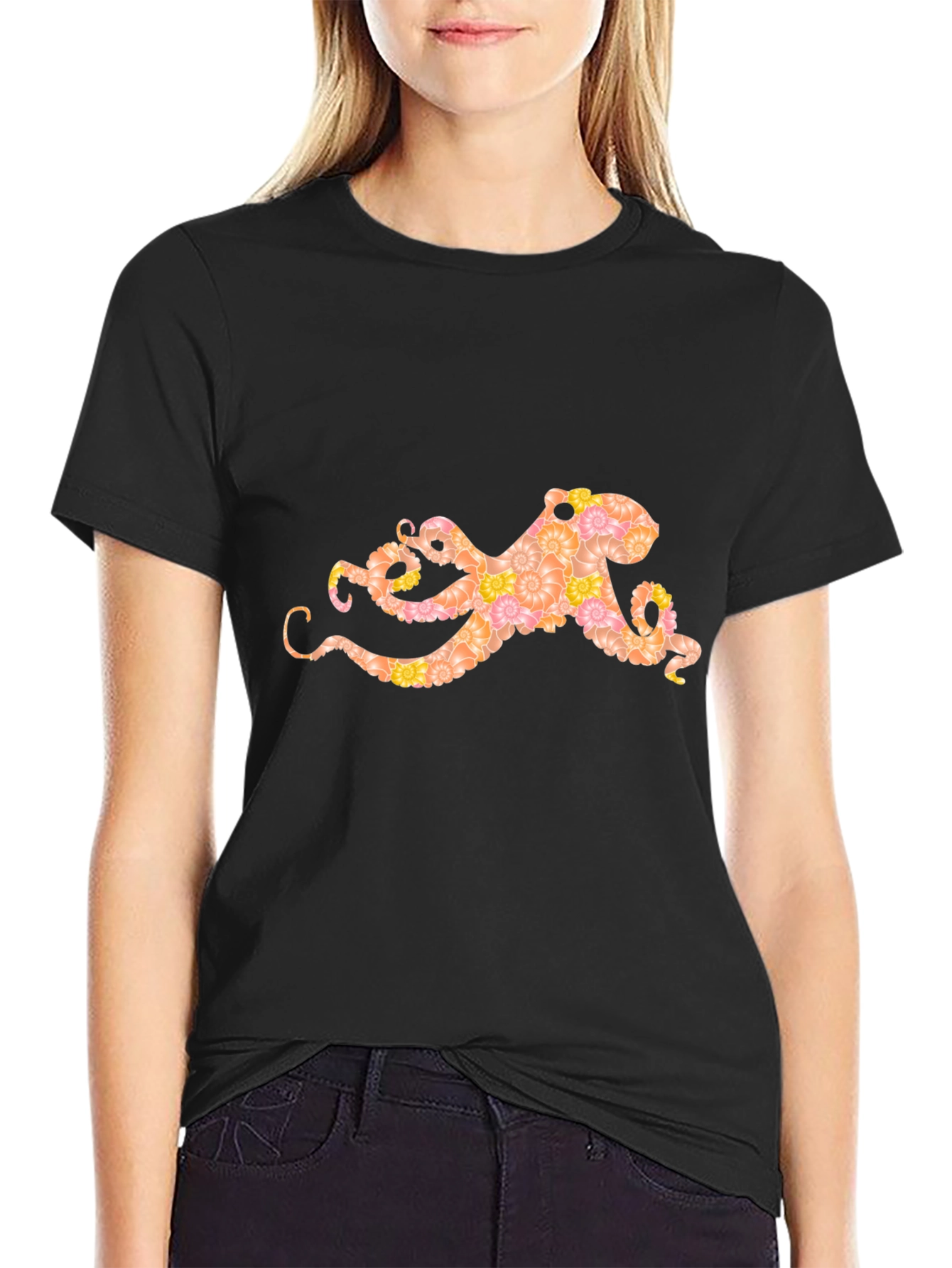 Floral Octopus Graphic T-Shirt