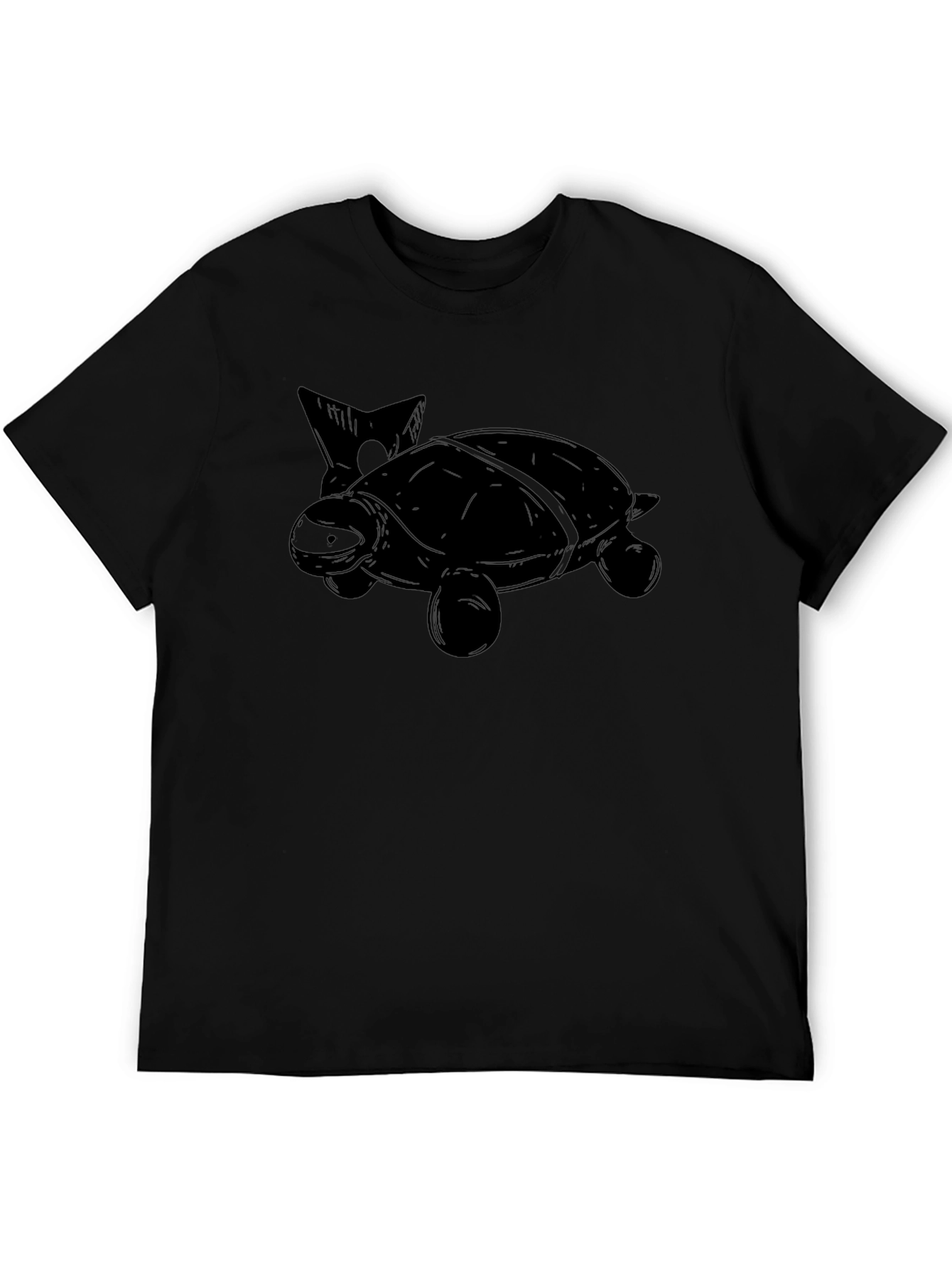 Turtle Graphic Print Mens Black T-Shirt