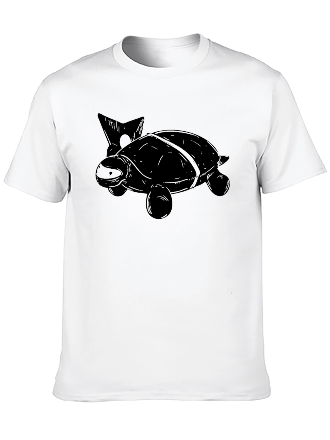 Turtle Graphic Print Mens Black T-Shirt