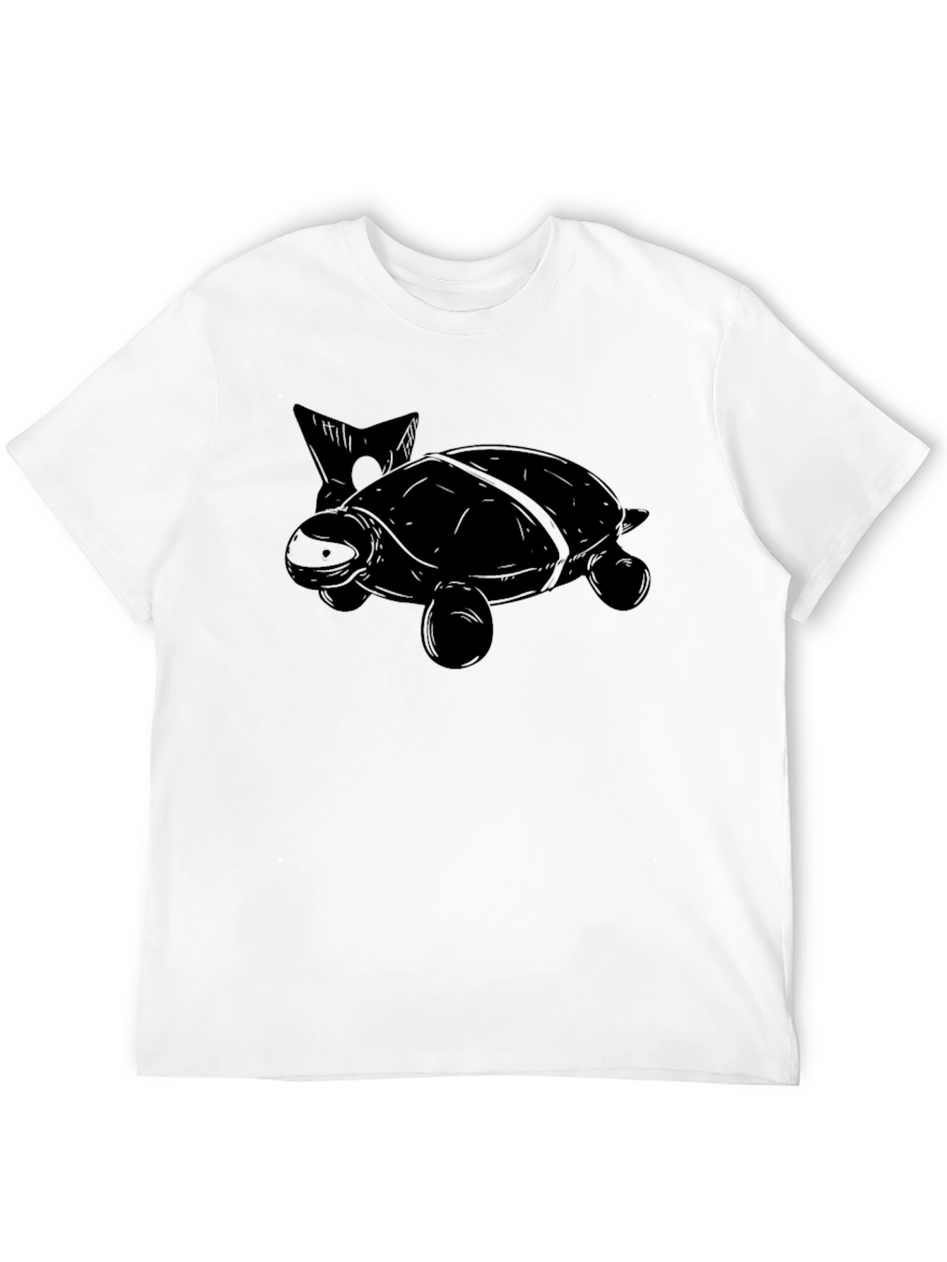 Turtle Graphic Print Mens Black T-Shirt