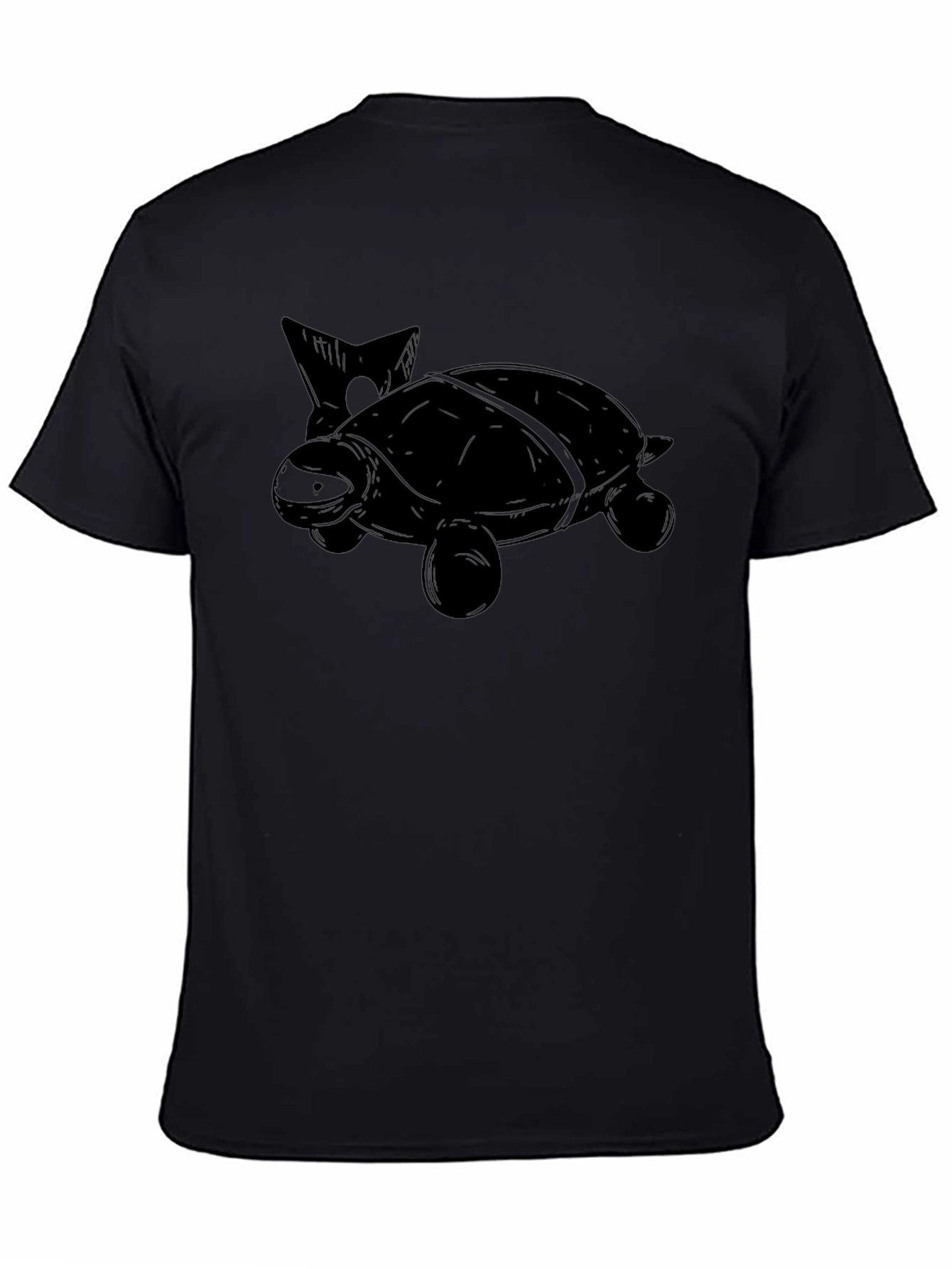 Turtle Graphic Print Mens Black T-Shirt