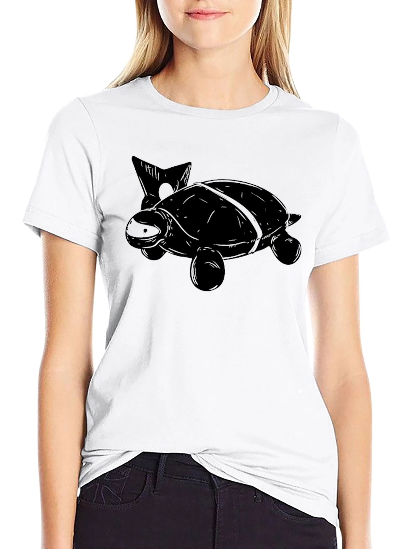 Turtle Graphic Print Mens Black T-Shirt