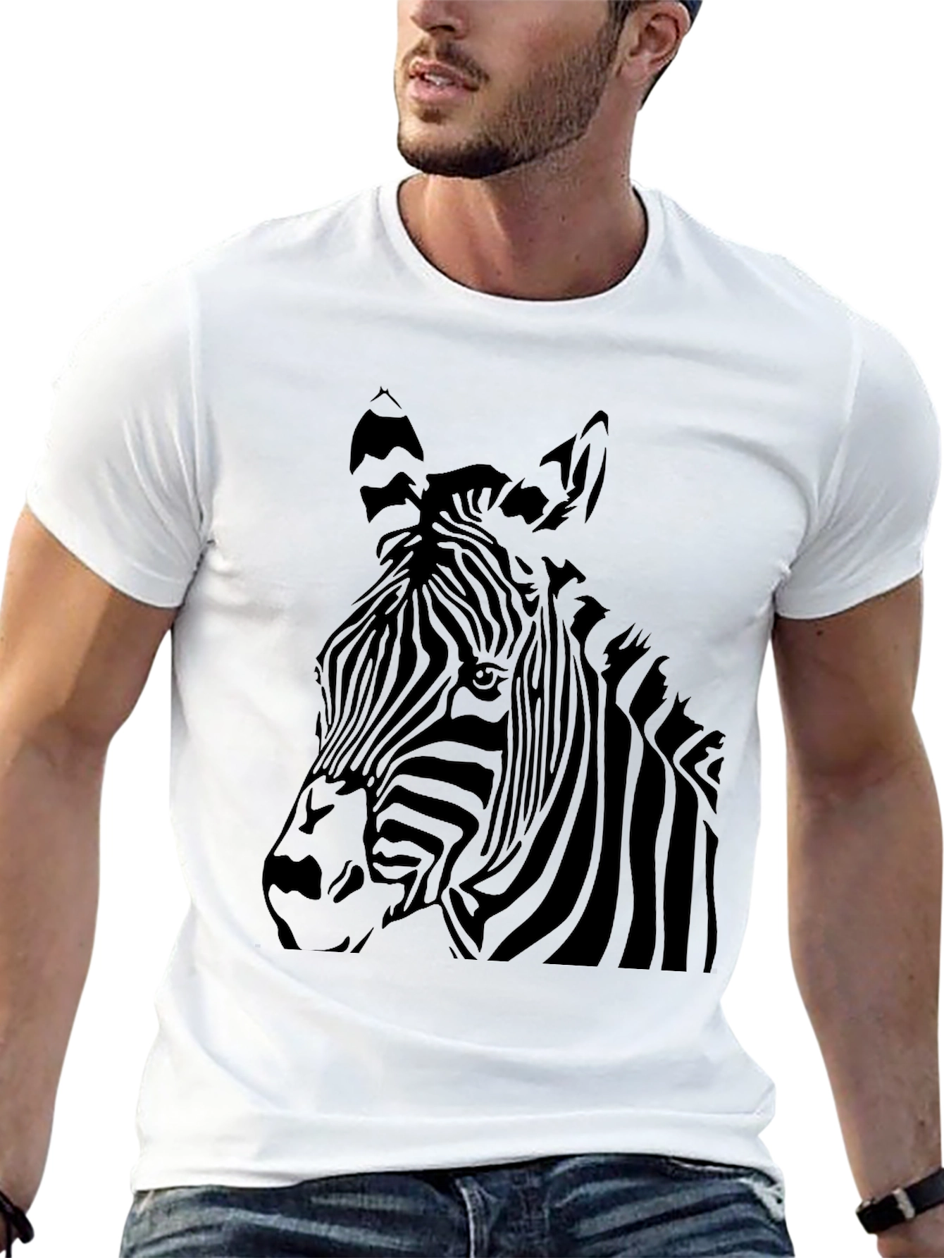 Mens Zebra Graphic Black T-Shirt