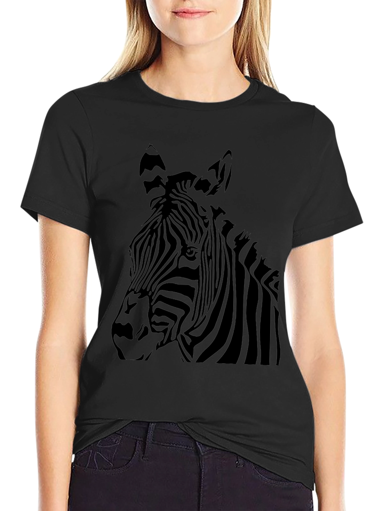 Mens Zebra Graphic Black T-Shirt