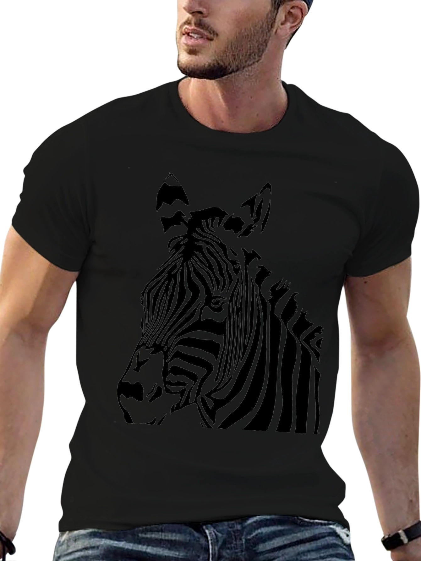 Mens Zebra Graphic Black T-Shirt