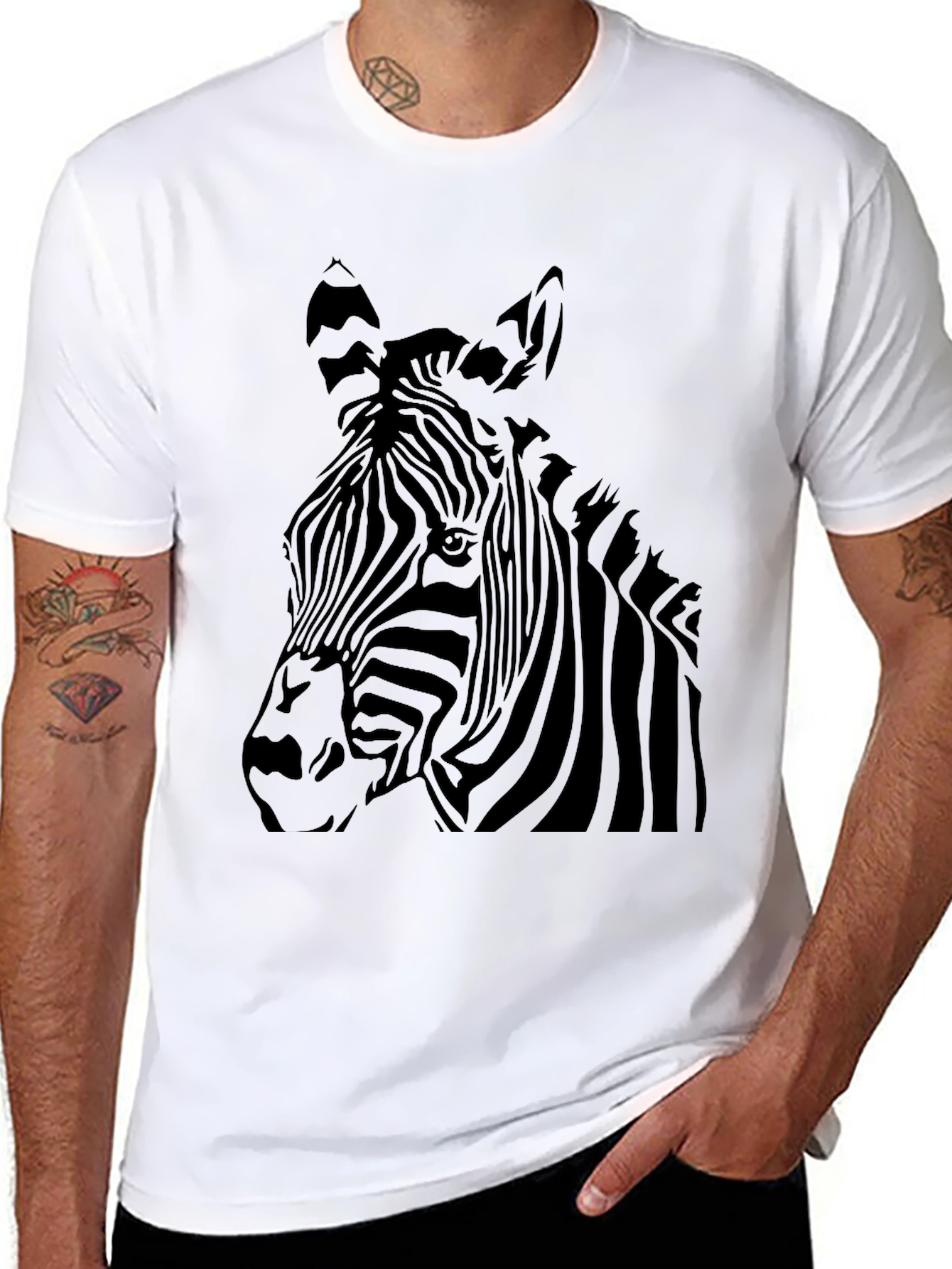 Mens Zebra Graphic Black T-Shirt