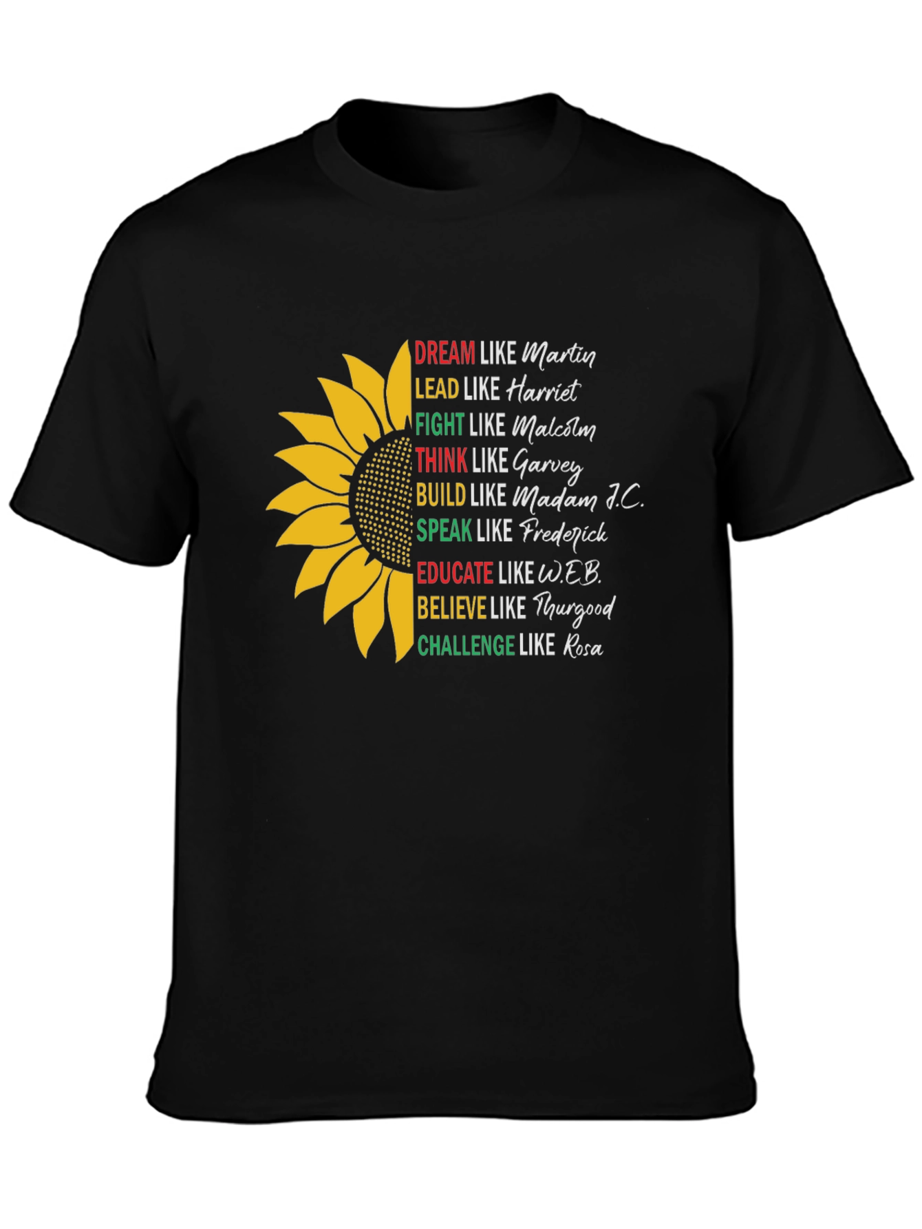 Inspirational African American Leaders Black T-Shirt