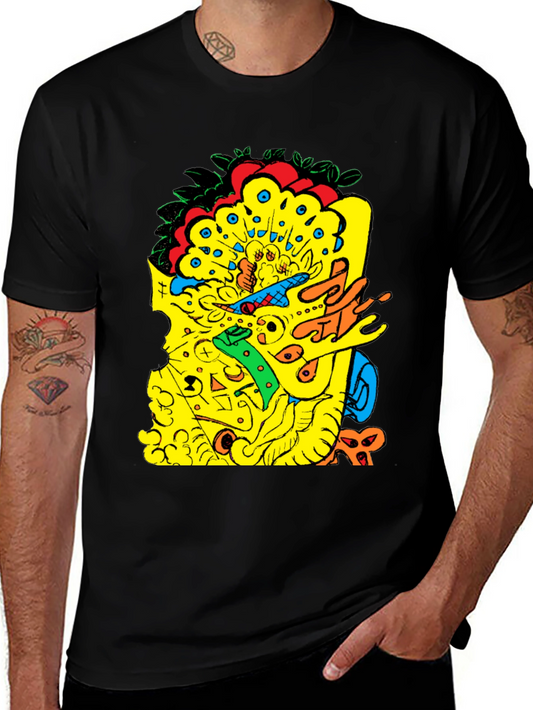 Abstract Graphic Print Black T-Shirt
