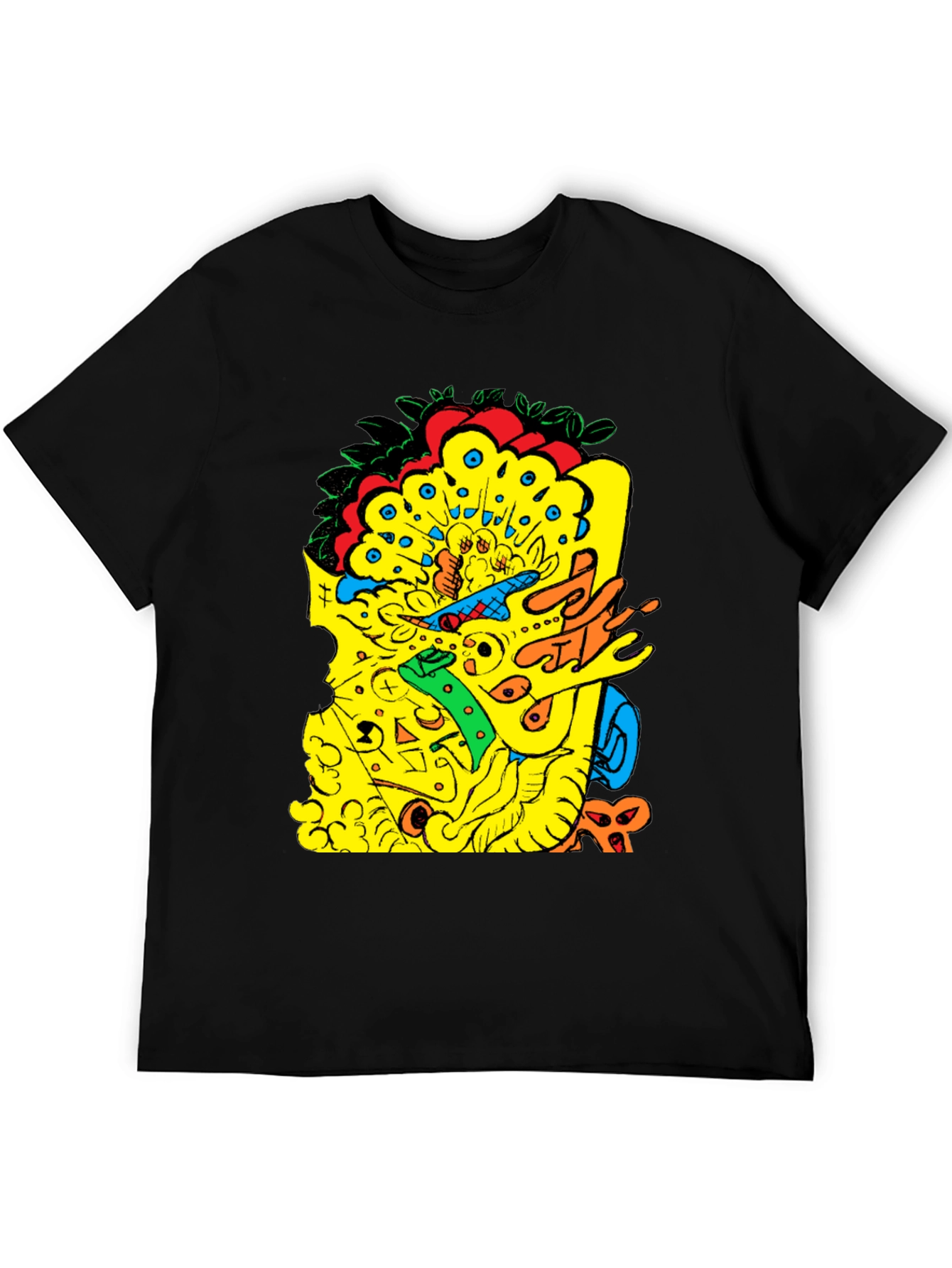 Abstract Graphic Print Black T-Shirt