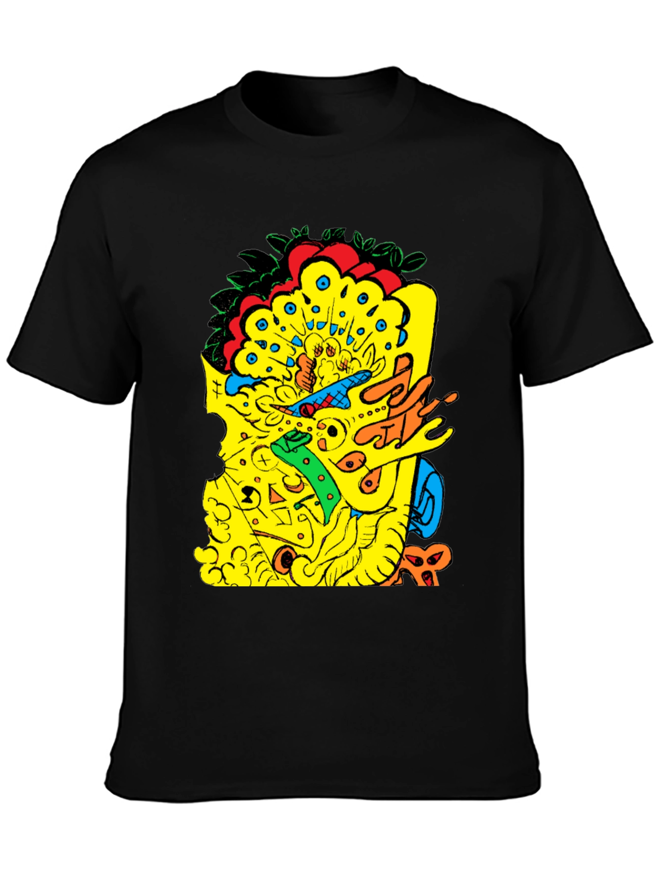 Abstract Graphic Print Black T-Shirt