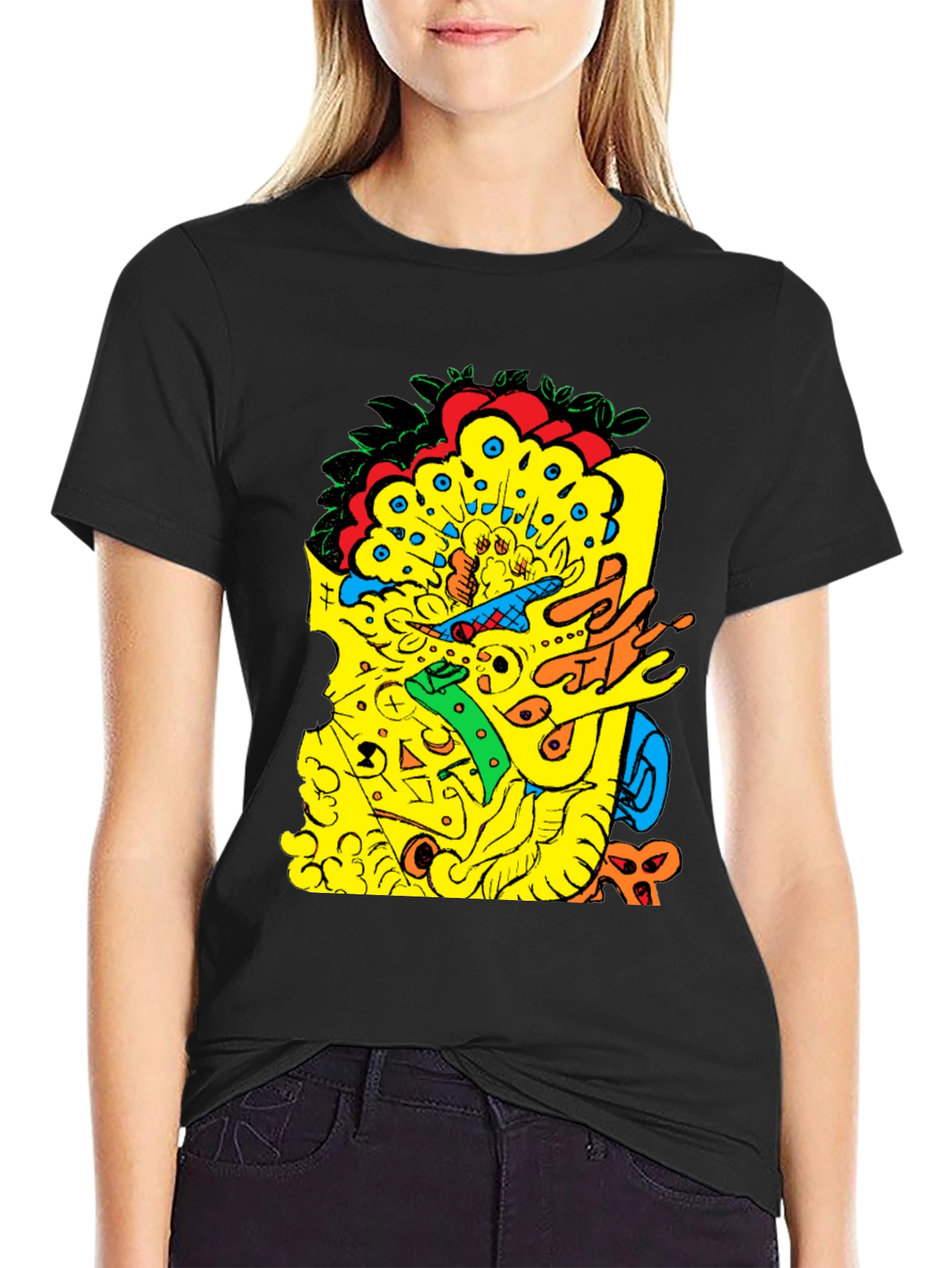 Abstract Graphic Print Black T-Shirt