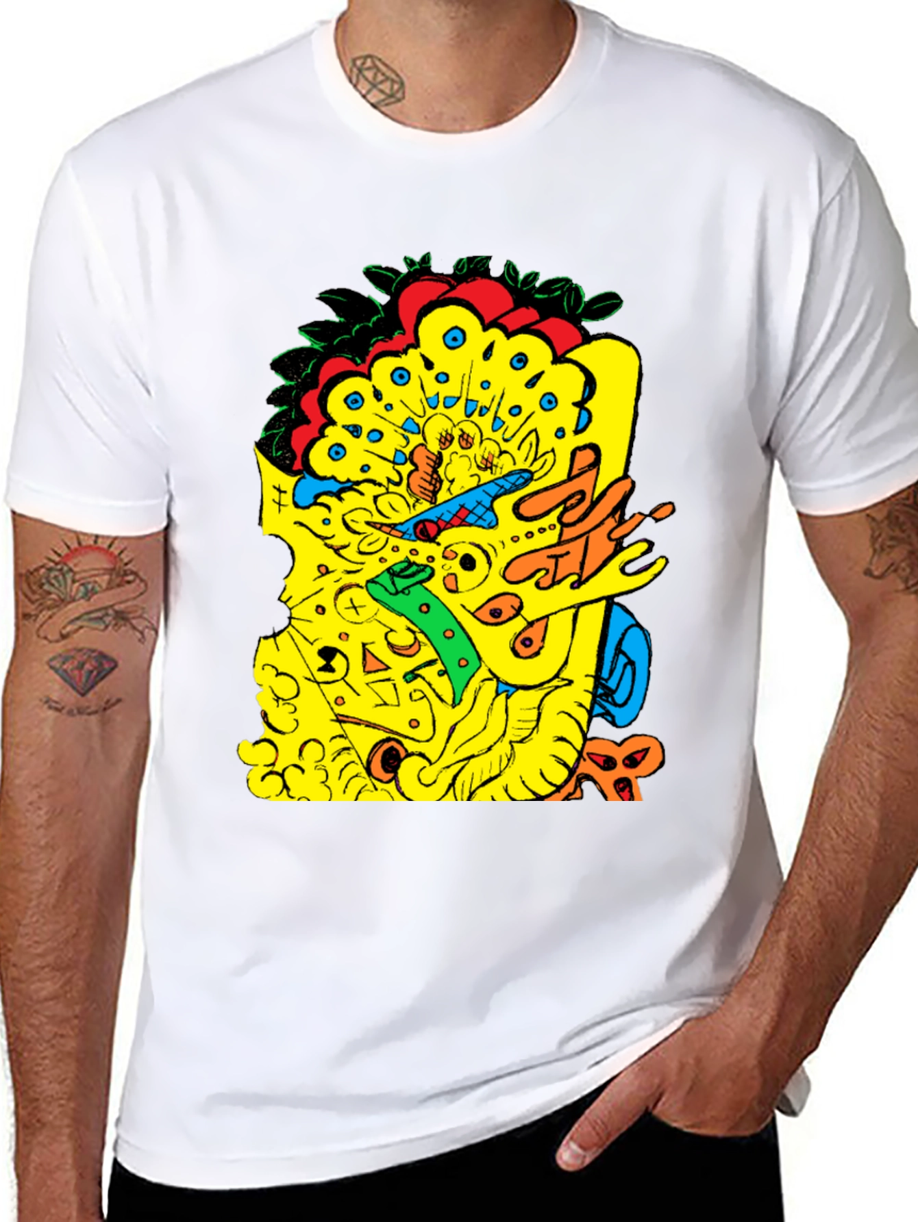 Abstract Graphic Print Black T-Shirt