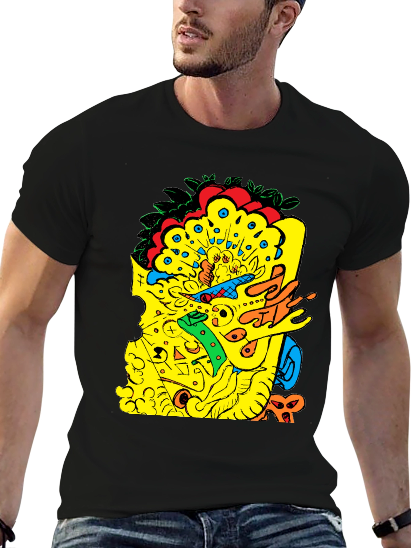 Abstract Graphic Print Black T-Shirt