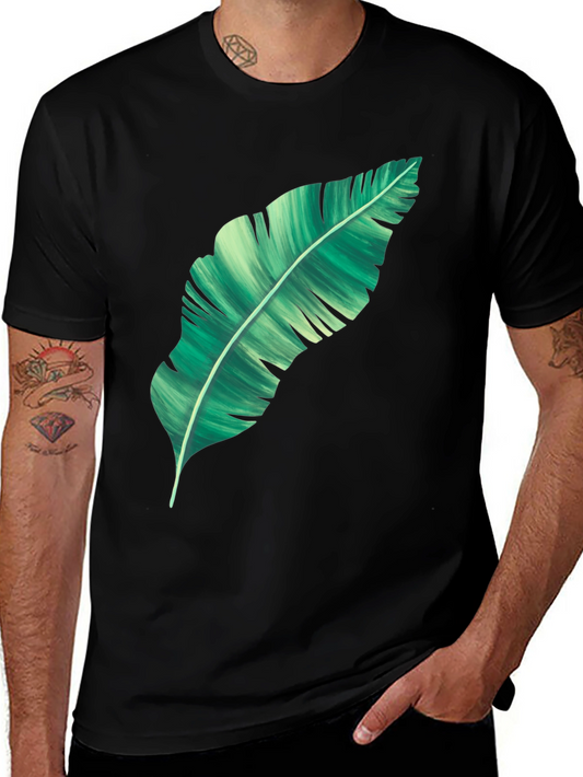Banana Leaf Graphic Print Black T-Shirt